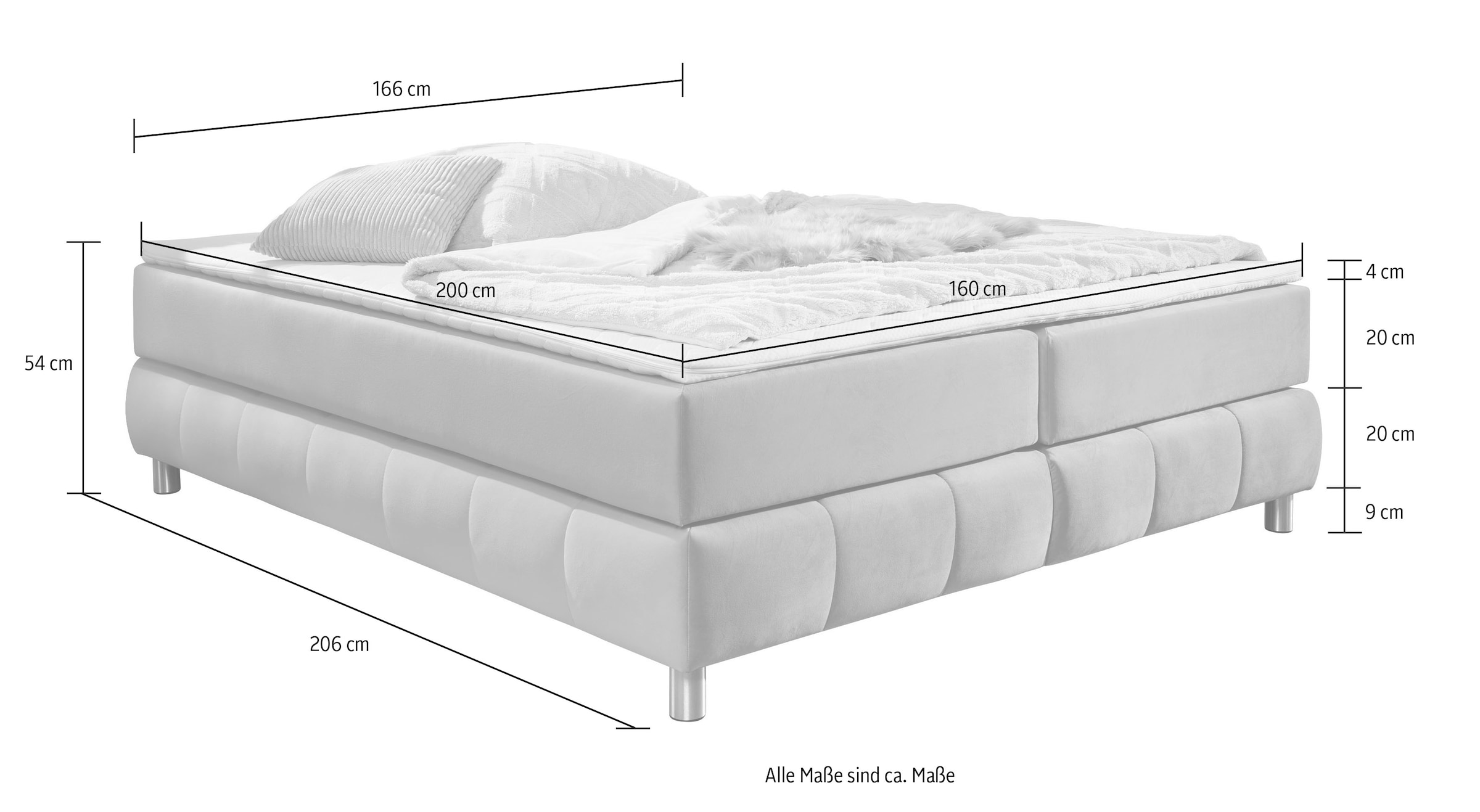 andas Boxspringbett »Salo«, Ohne Kopfteil, inkl. Topper, auch in Überlänge 220 cm