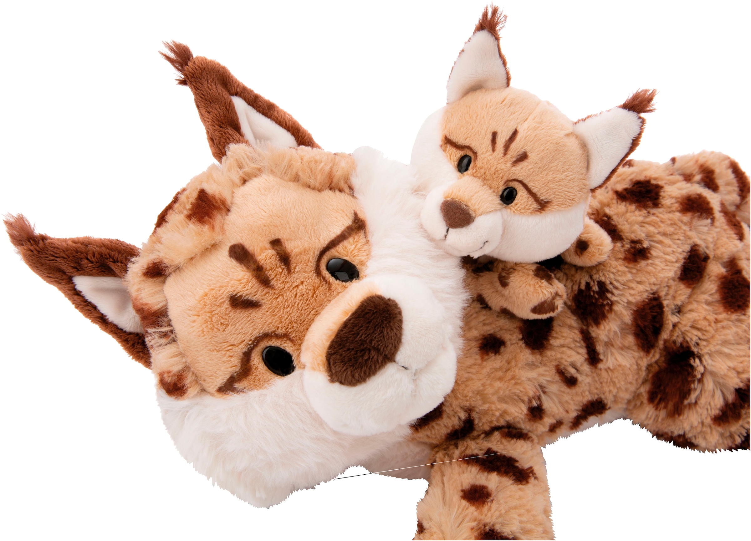 Nici Kuscheltier »Wild Friends GREEN, Luchs Mutter & Kind, 40 cm & 20 cm«, liegend, enthält recyceltes Material (Global Recycled Standard)