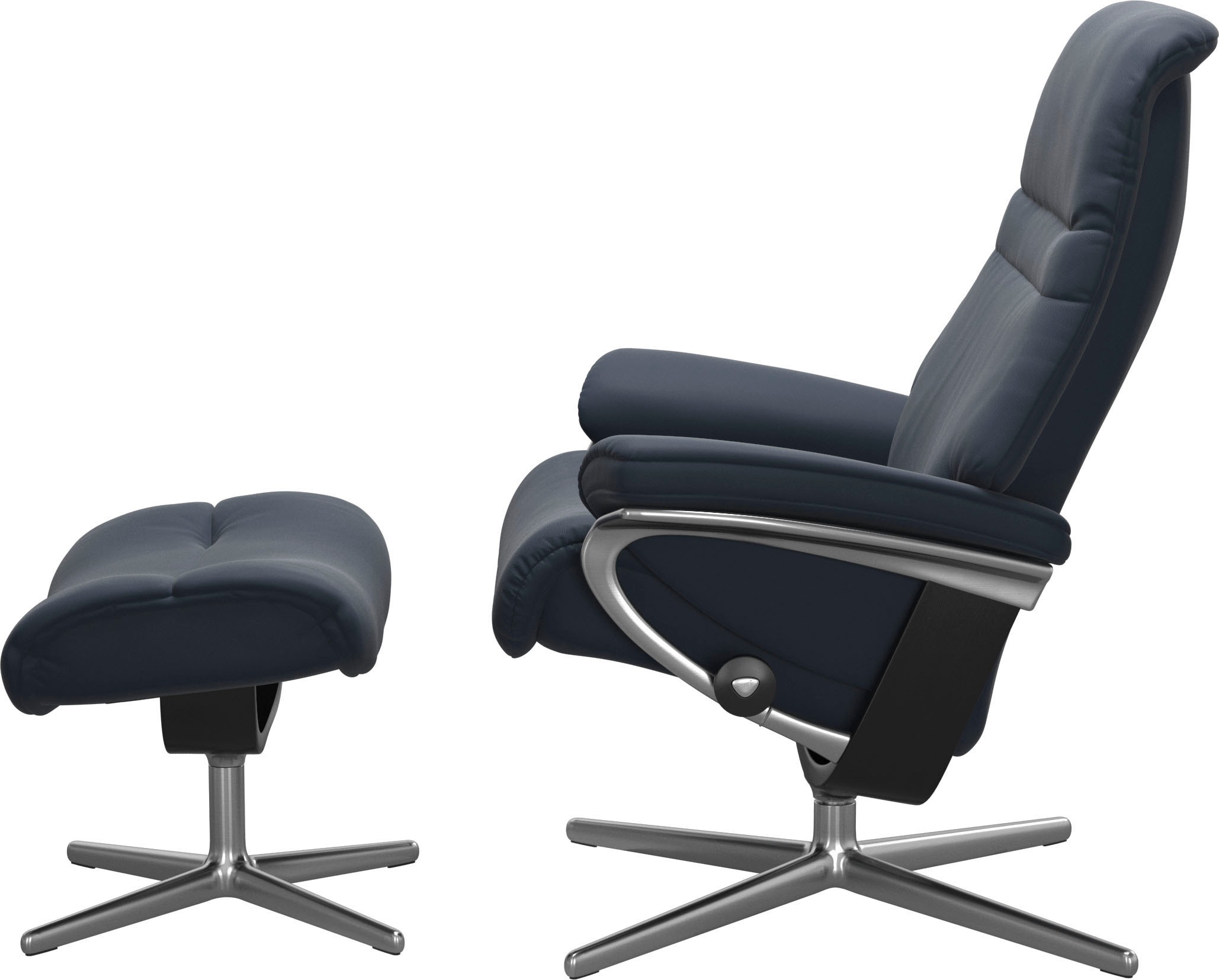 Stressless® Relaxsessel »Sunrise«, (Set, Relaxsessel mit Hocker), mit Hocker, mit Cross Base, Größe S, M & L, Holzakzent Schwarz