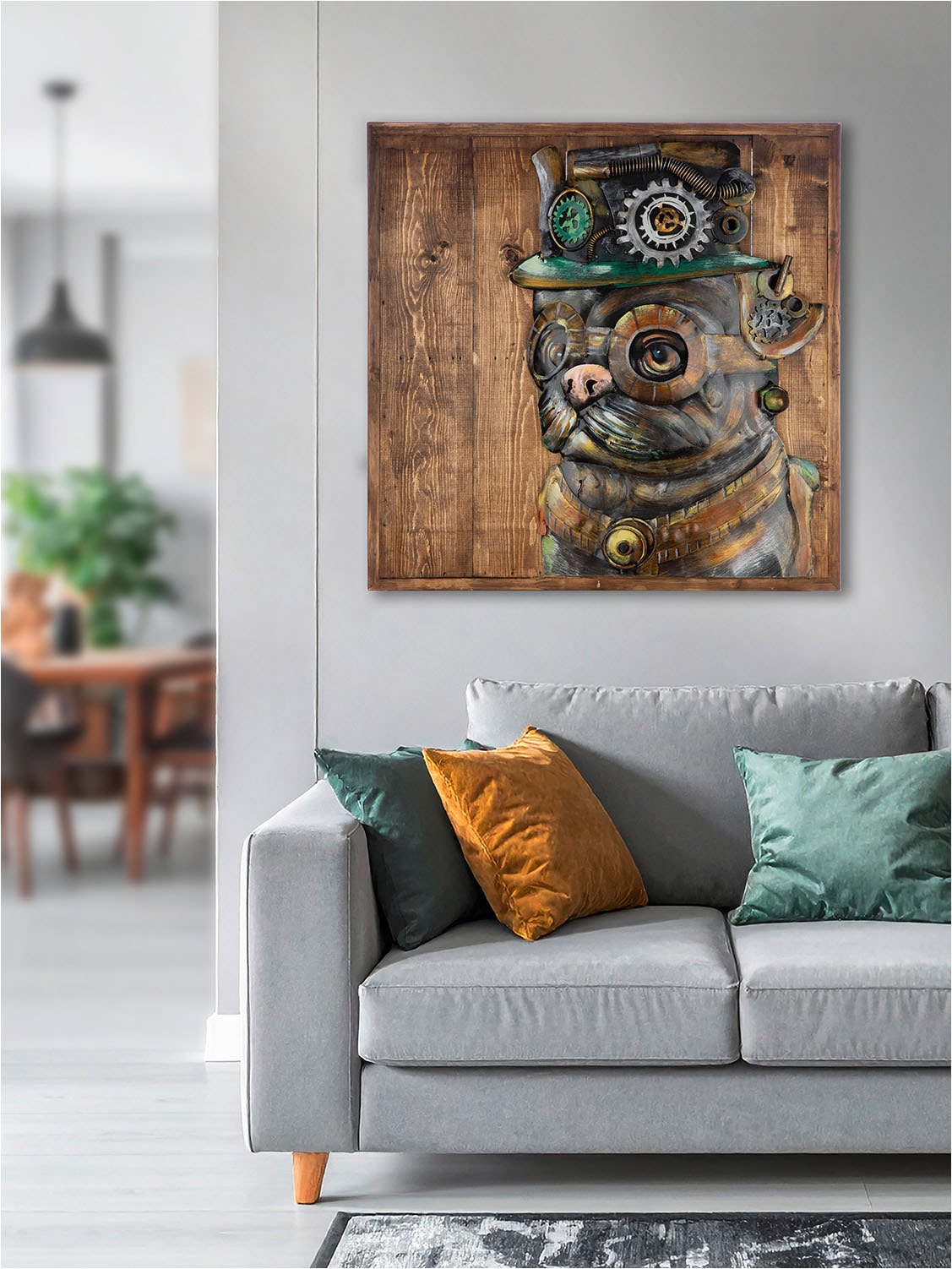 GILDE Metallbild »Bild quadratisch Steampunk Dog« Tiere 1 Stk. tlg.