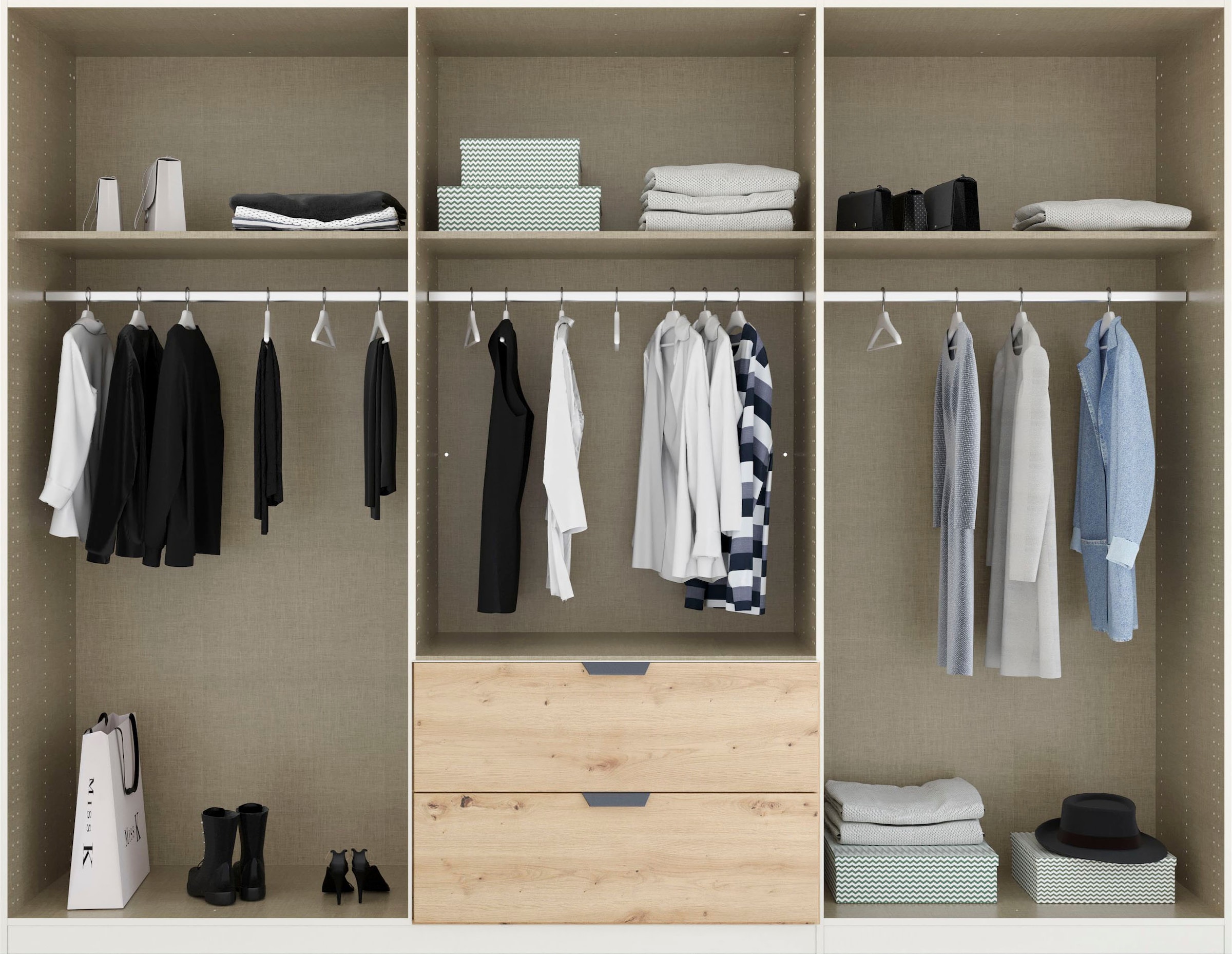rauch Drehtürenschrank »Dark&Wood by Quadra Spin«, im Industrial Style mit Metallgriffstangen
