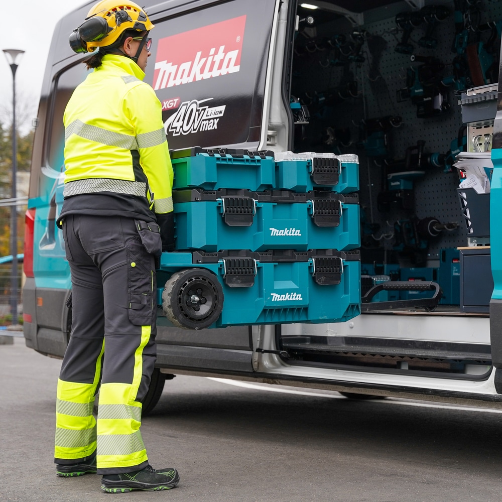 Makita Werkzeugtrolley »MAKTRAK  L »P-91001« max. 113 kg, 81,9 L, 23 cm Ø Räder, Gecko-Grip« Effizientes Be- und Entladen mit dem MAKTRAK Koffer Sortiment