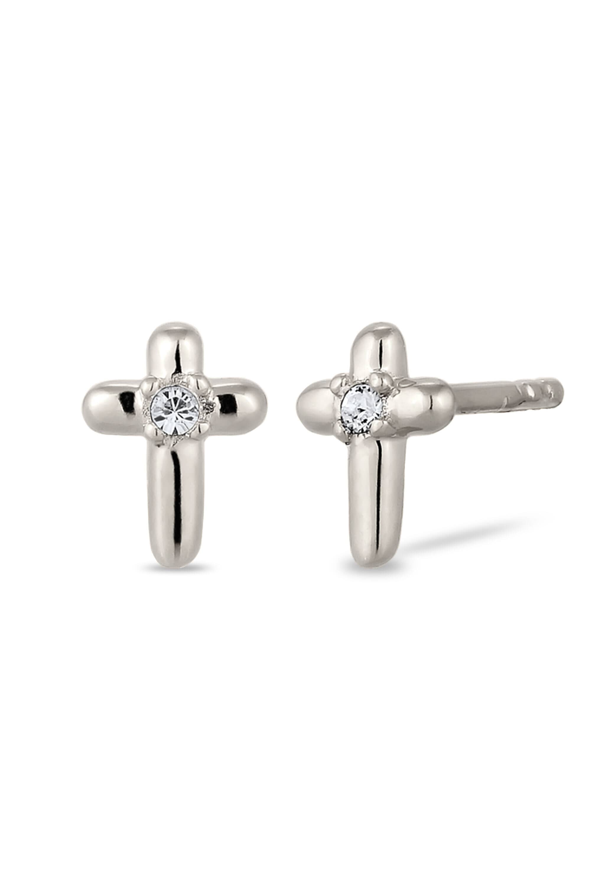 Elli Paar Ohrstecker »Ohrringe Ohrstecker Kreuz mit Kristallen von Swarovski® 925 Sterling Silber«