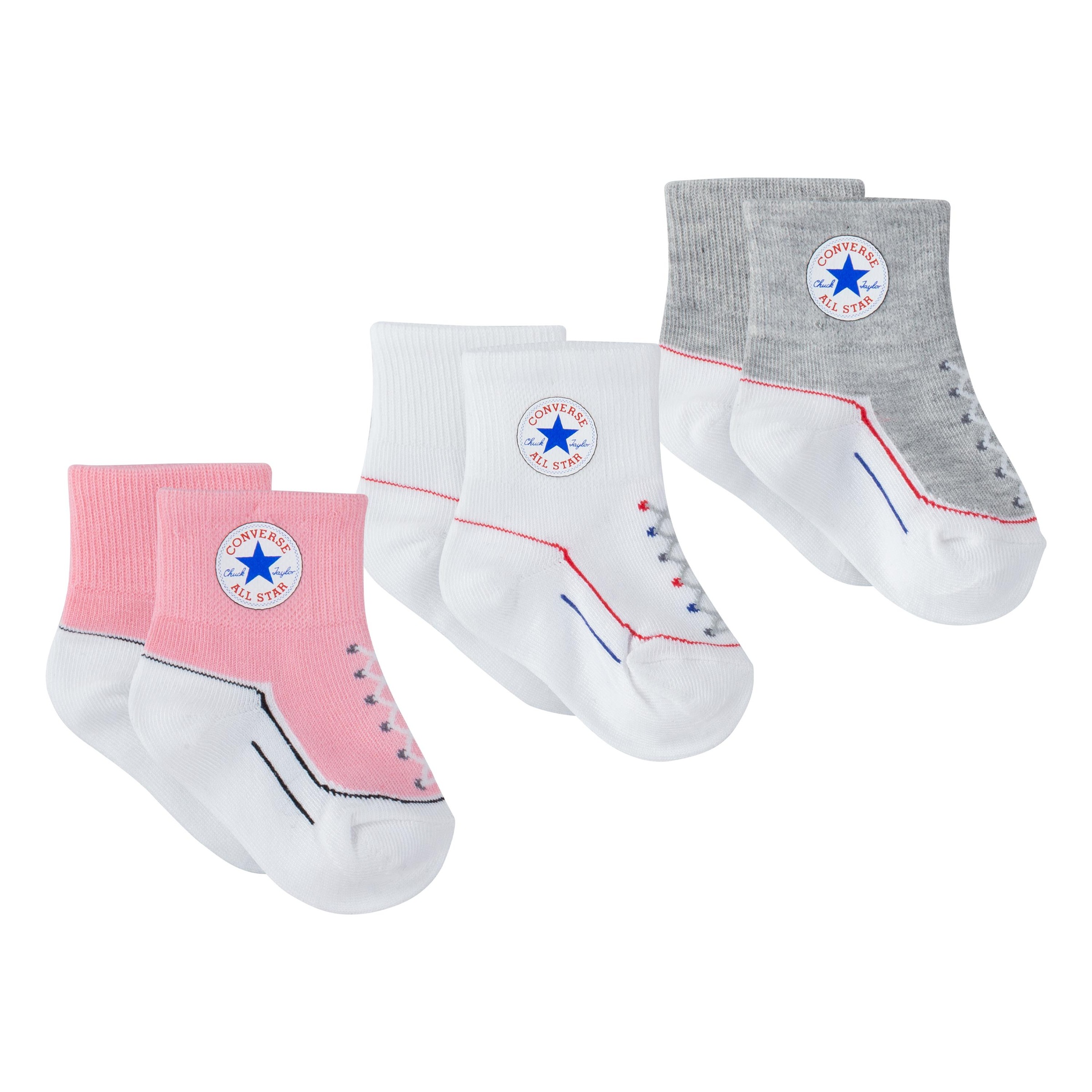 Converse Tennissocken »CHN INFANT STRIATED QTR 3PK« 3 Paar tlg. für Babys, dreiteiliges Set, sportlicher Stil