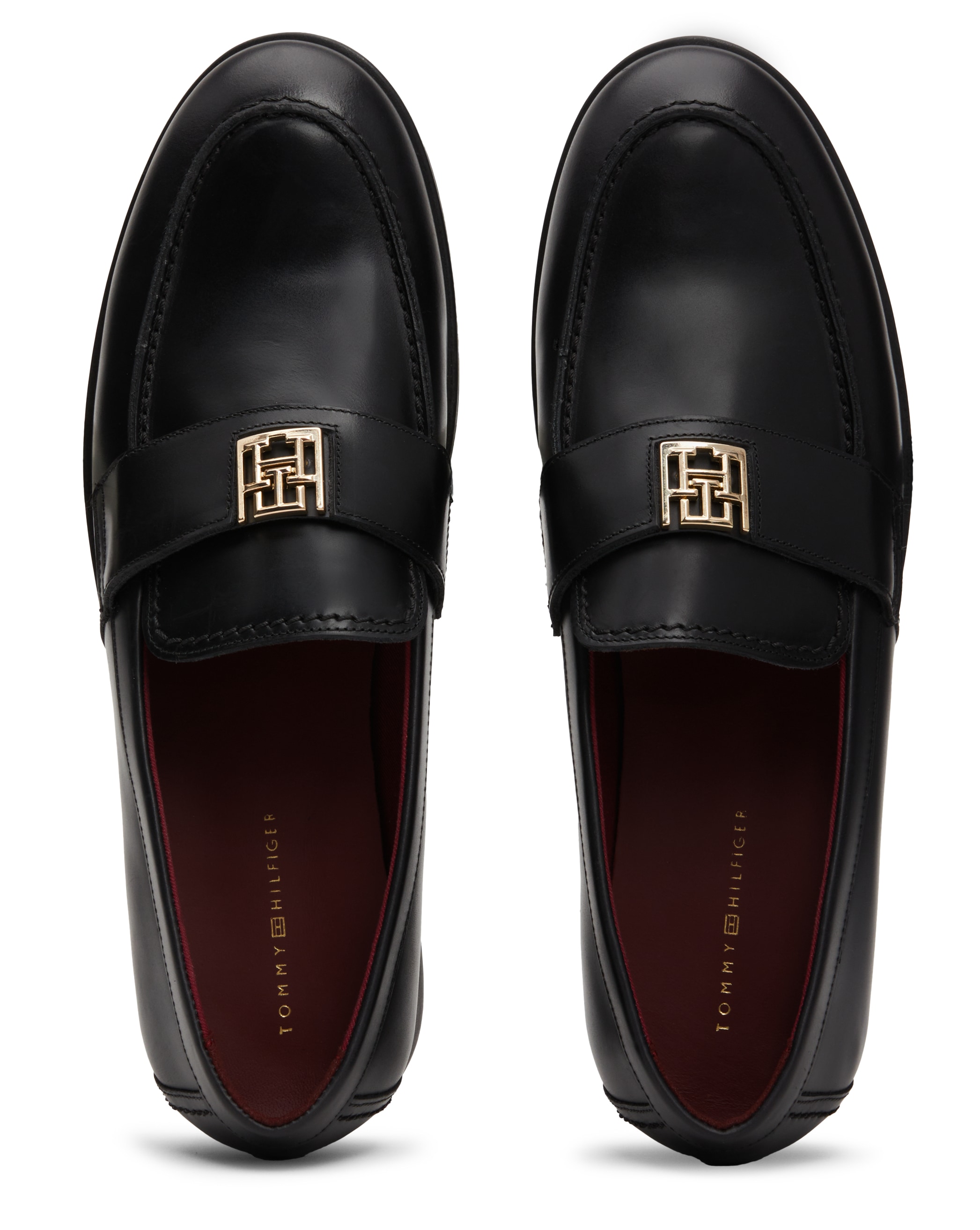 Tommy Hilfiger Loafer »TH LEATHER CLASSIC LOAFER«, Slipper, Halbschuh, Schlupfschuh mit Zierriegel, schmale Form