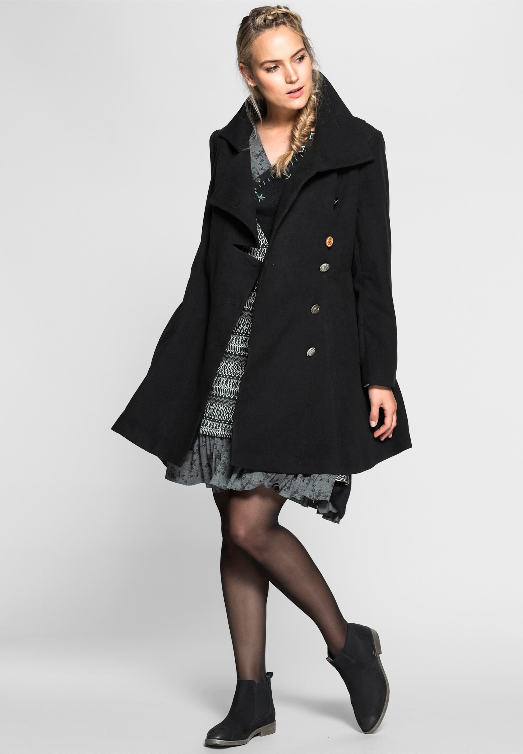 sheego by Joe Browns Langjacke »Kurzmantel Kurzmantel in asymmetrischem Schnitt« ohne Kapuze