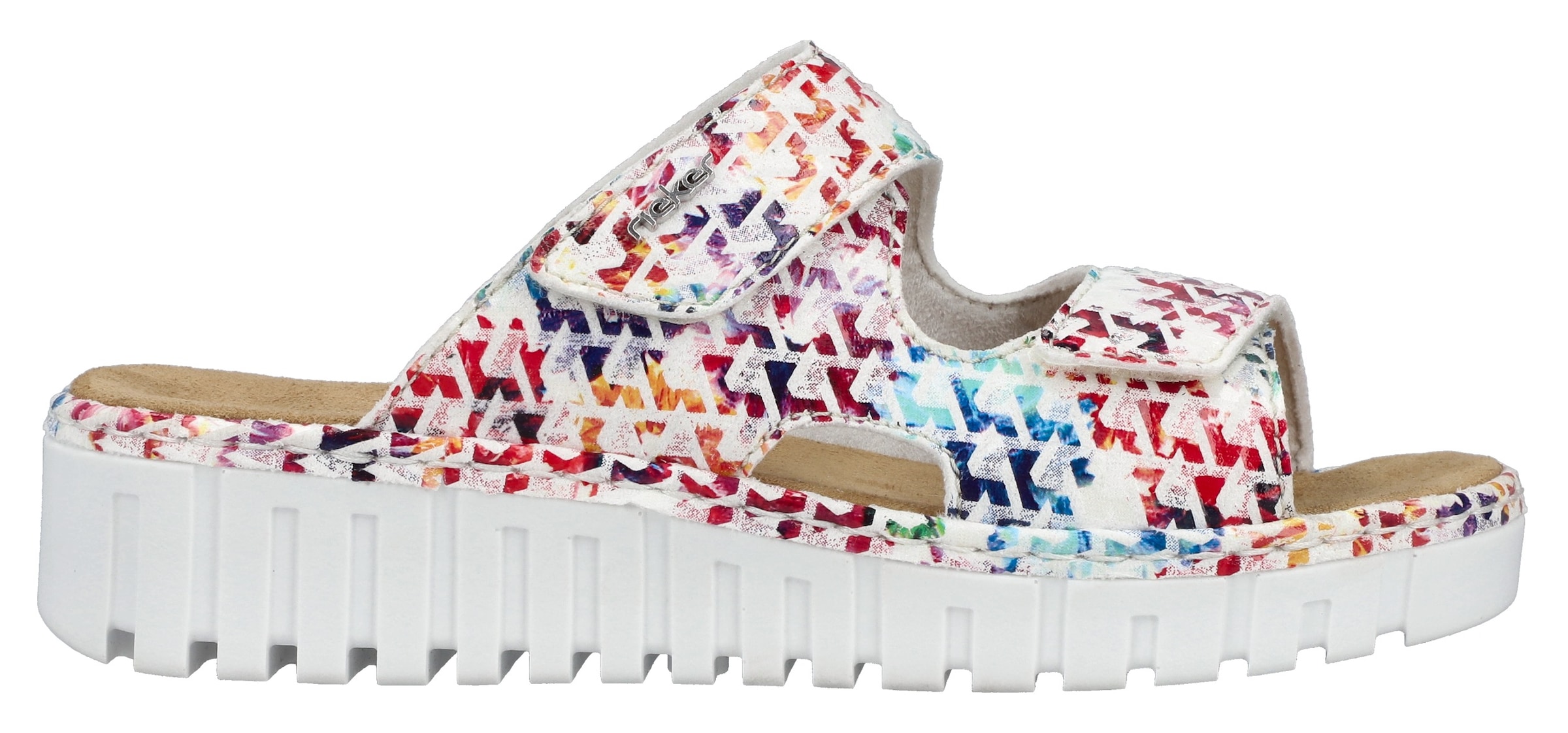 Rieker Pantolette, Sommerschuh, Schlappen, Hausschuh mit modischer Plateausohle