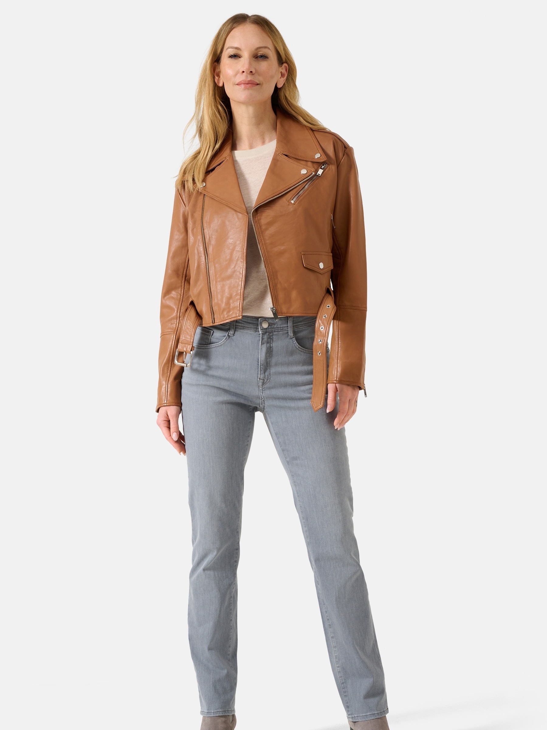 RICANO Bikerjacke »Lederjacke Hera« ohne Kapuze Handgefertigt aus echtem Leder