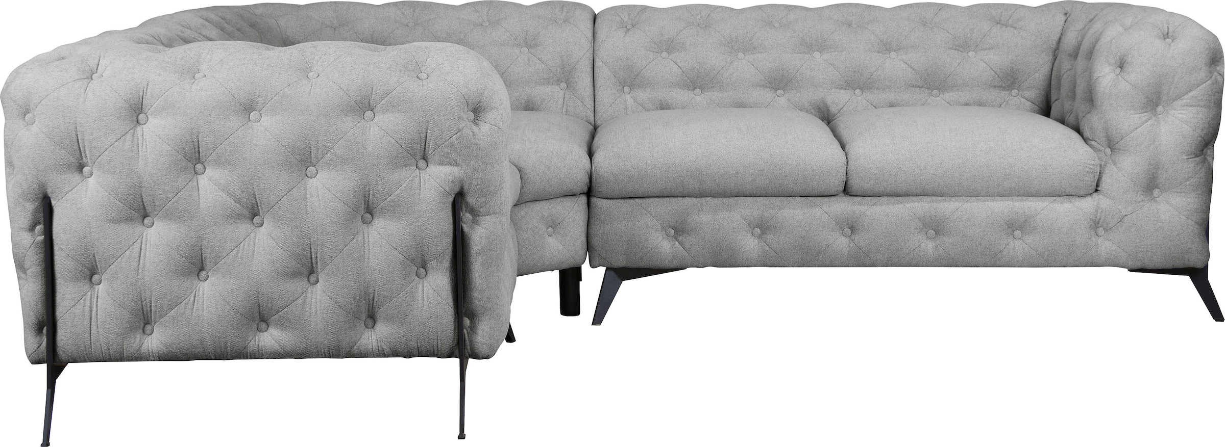 Leonique Chesterfield-Sofa »Amaury L-Form«, Chesterfield-Optik, Breite/Tiefe je 262 cm, Fußfarbe wählbar