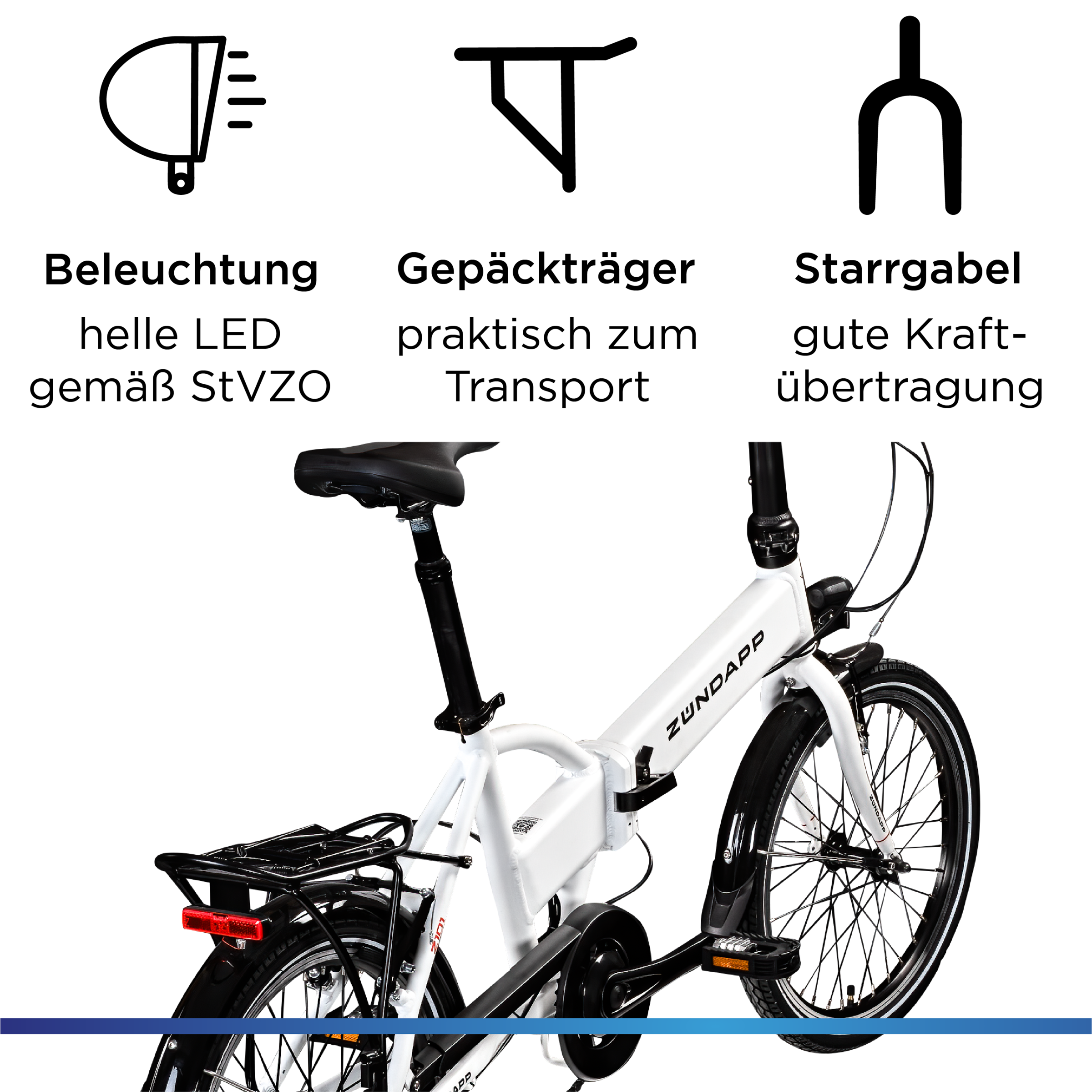 Zündapp »Z101« 6 Gang Shimano Tourney Schaltwerk Kettenschaltung Heckmotor 250 W Pedelec, Elektrofahrrad für Damen u. Herren