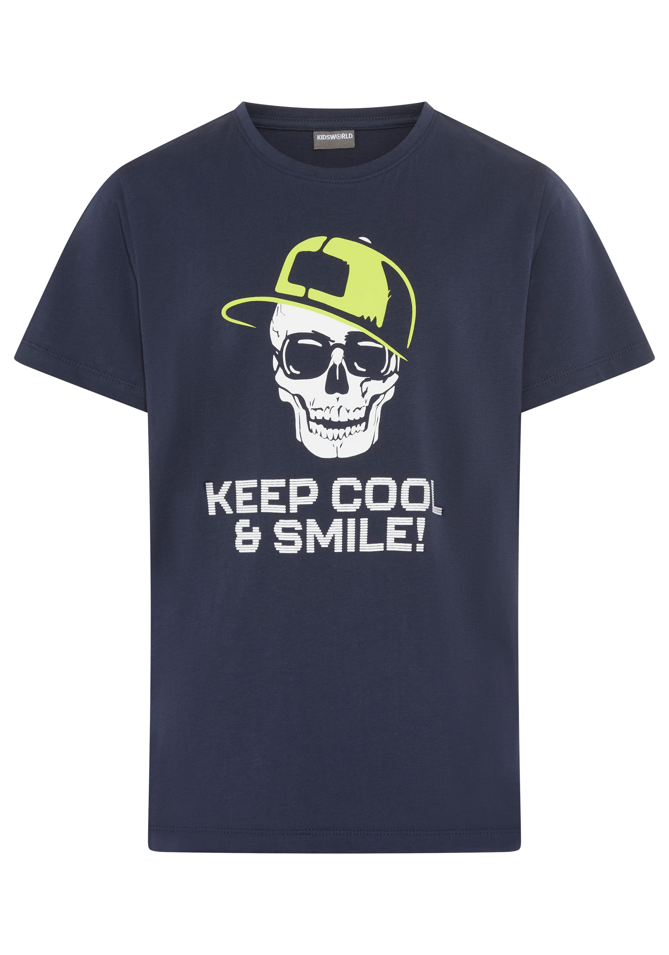 KIDSWORLD T-Shirt »Mit Sprüche-Print: KEEP COOL...« kurzärmelig,  basic geschnitten,  Rundhalsausschnitt,  aus Baumwolle