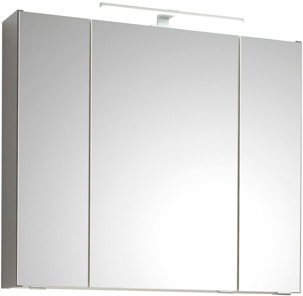 Saphir Badmöbel-Set »Quickset 2-teilig, Keramik-Aufsatzbecken mit LED-Spiegelschrank«, (5 St.), Waschplatz 80 cm breit, inkl. Türdämpfer, 3 Türen, 2 Schubladen