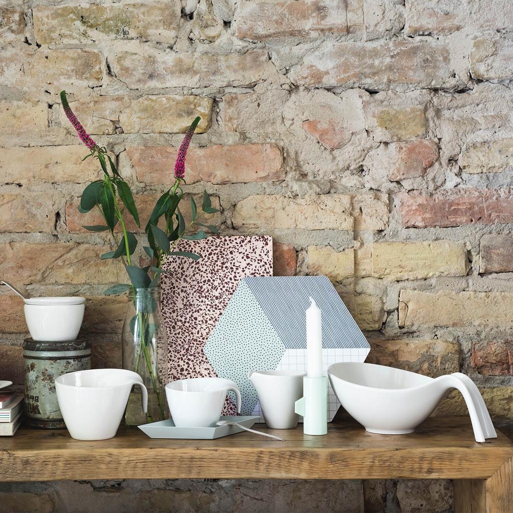 Villeroy & Boch Geschirr-Set »Brunch-Set Flow 18er Set weiß« Spülmaschinengeeignet, Mikrowellenfest