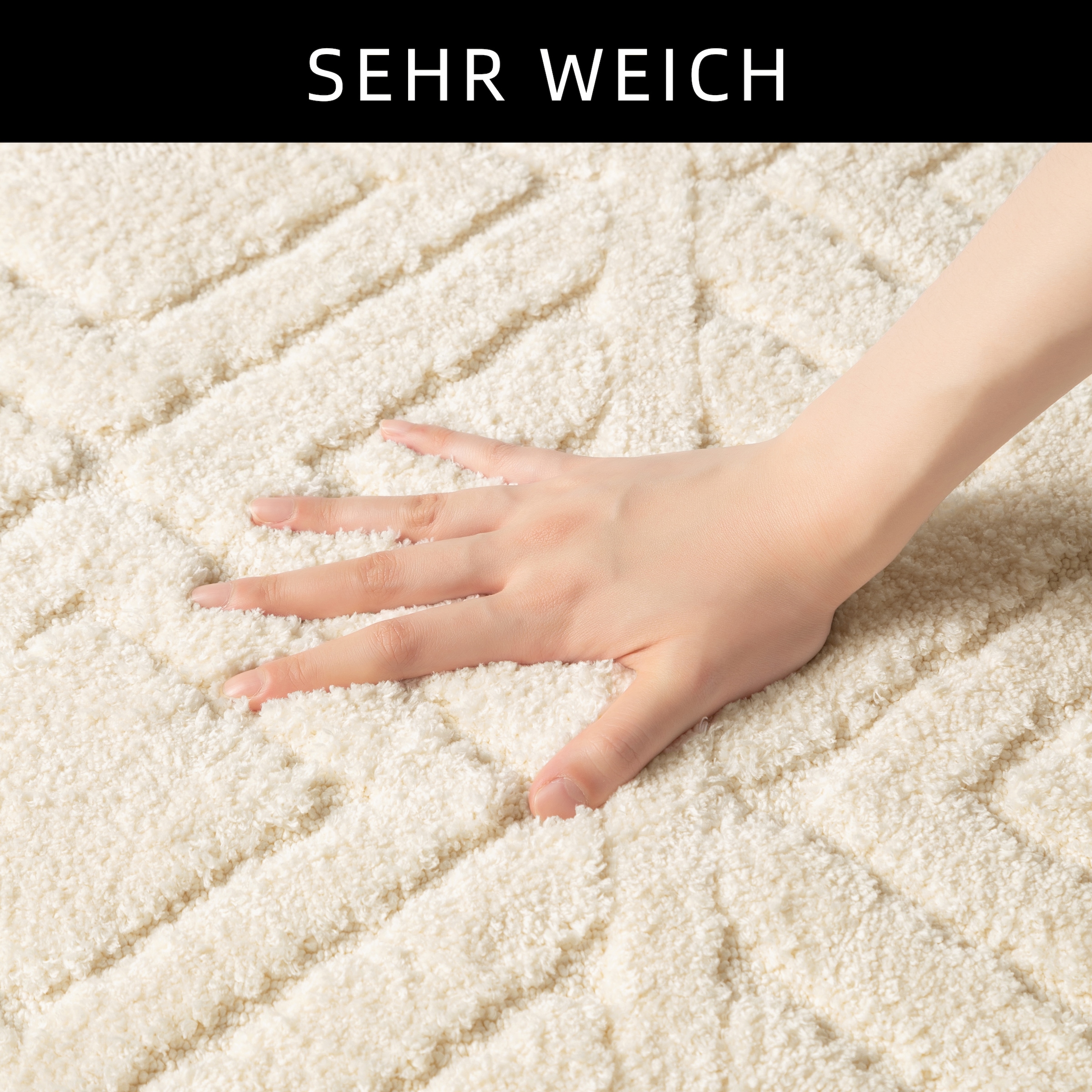 my home Badematte »Louvres, Badvorleger, Badezimmer Teppich, Duschvorleger« Höhe 10 mm rutschhemmend beschichtet schnell trocknend Badteppich, Uni Farben, Hoch-Tief Effekt, Boho-Style