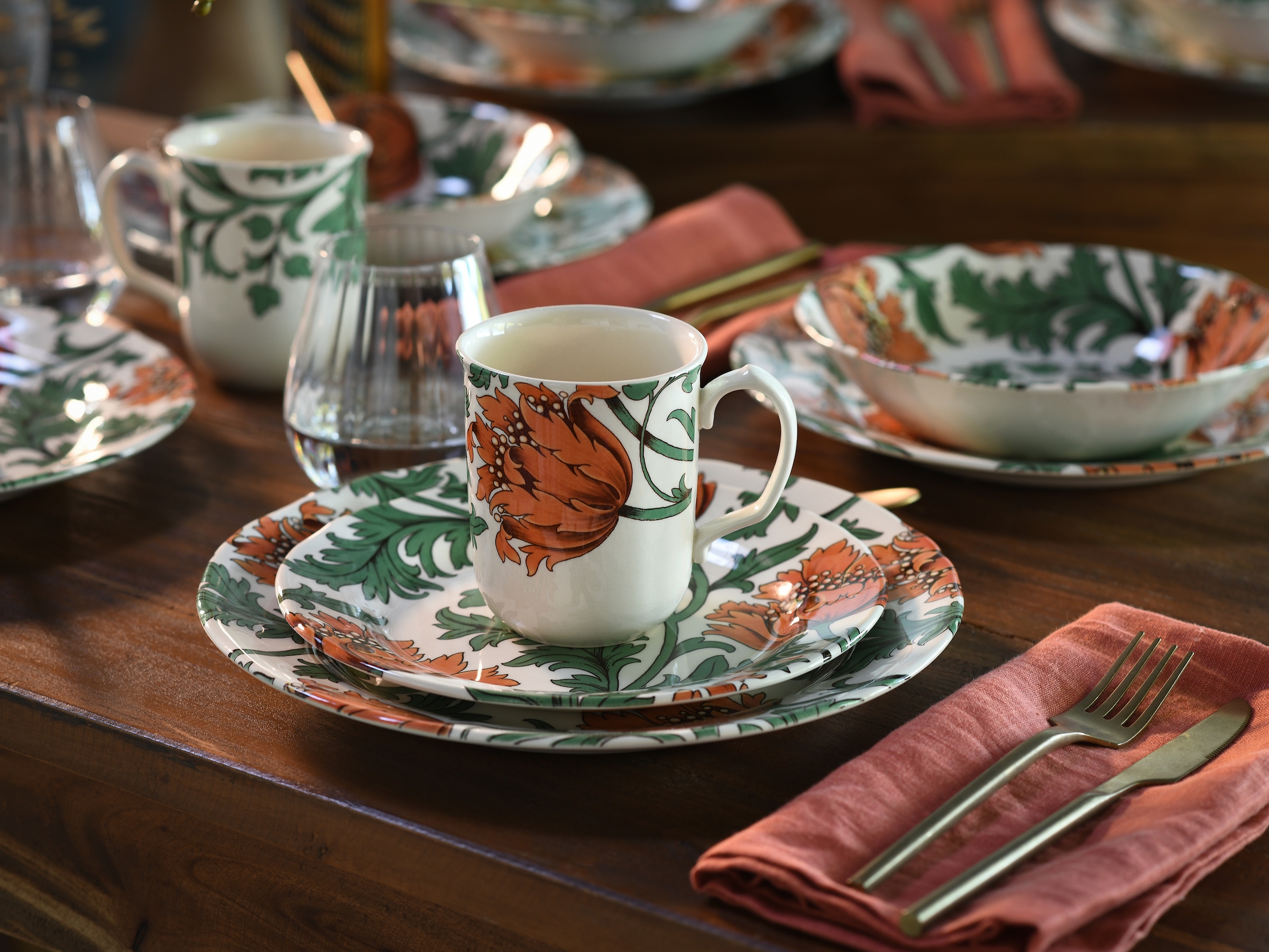 CreaTable Kombiservice »Florentina, Kombi-Service 16-tlg« Blumendekor