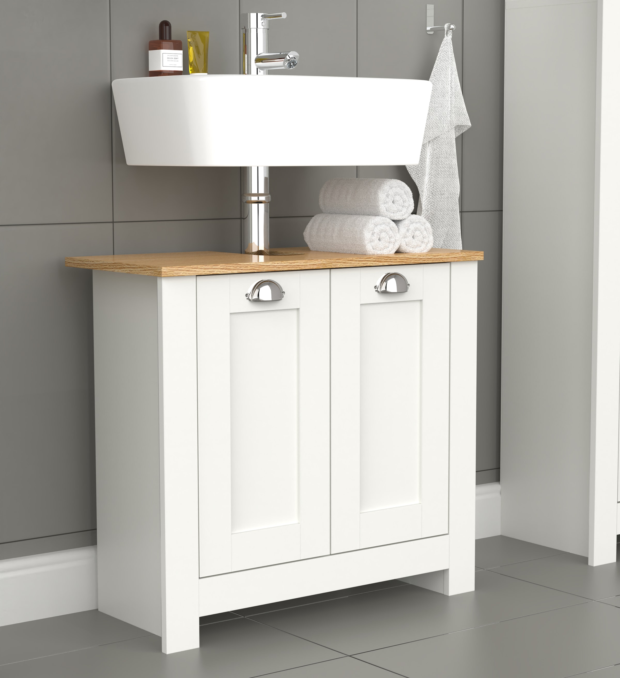 VCM Waschbeckenschrank »Holz Badmöbel Badunterschrank Schrank Balusa M« 1 Stk. tlg.