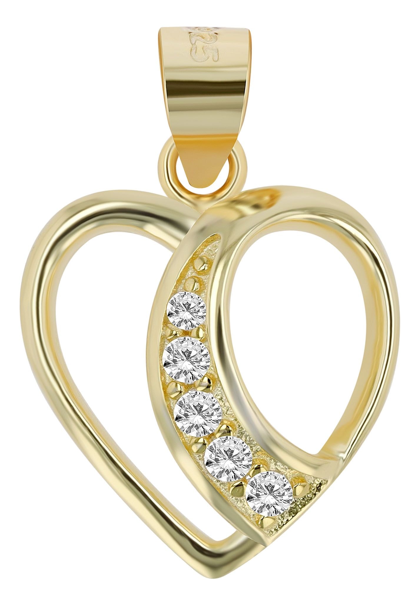 Adelia´s Herzanhänger »Damen Anhänger ¿ Herz Herzanhänger aus 925 Silber mit Zirkonia«