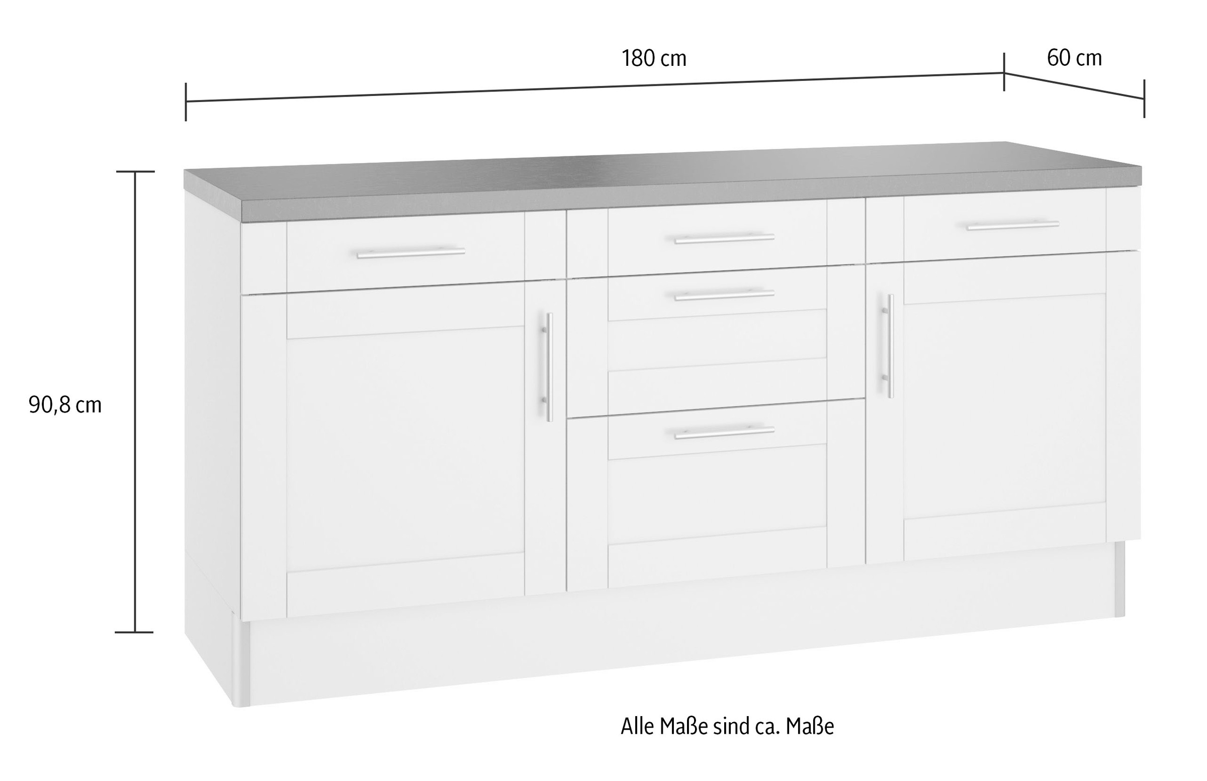 KOCHSTATION Küche »KS-Ahus«, 180 cm breit, ohne E-Geräte, Soft Close Funktion, MDF Fronten