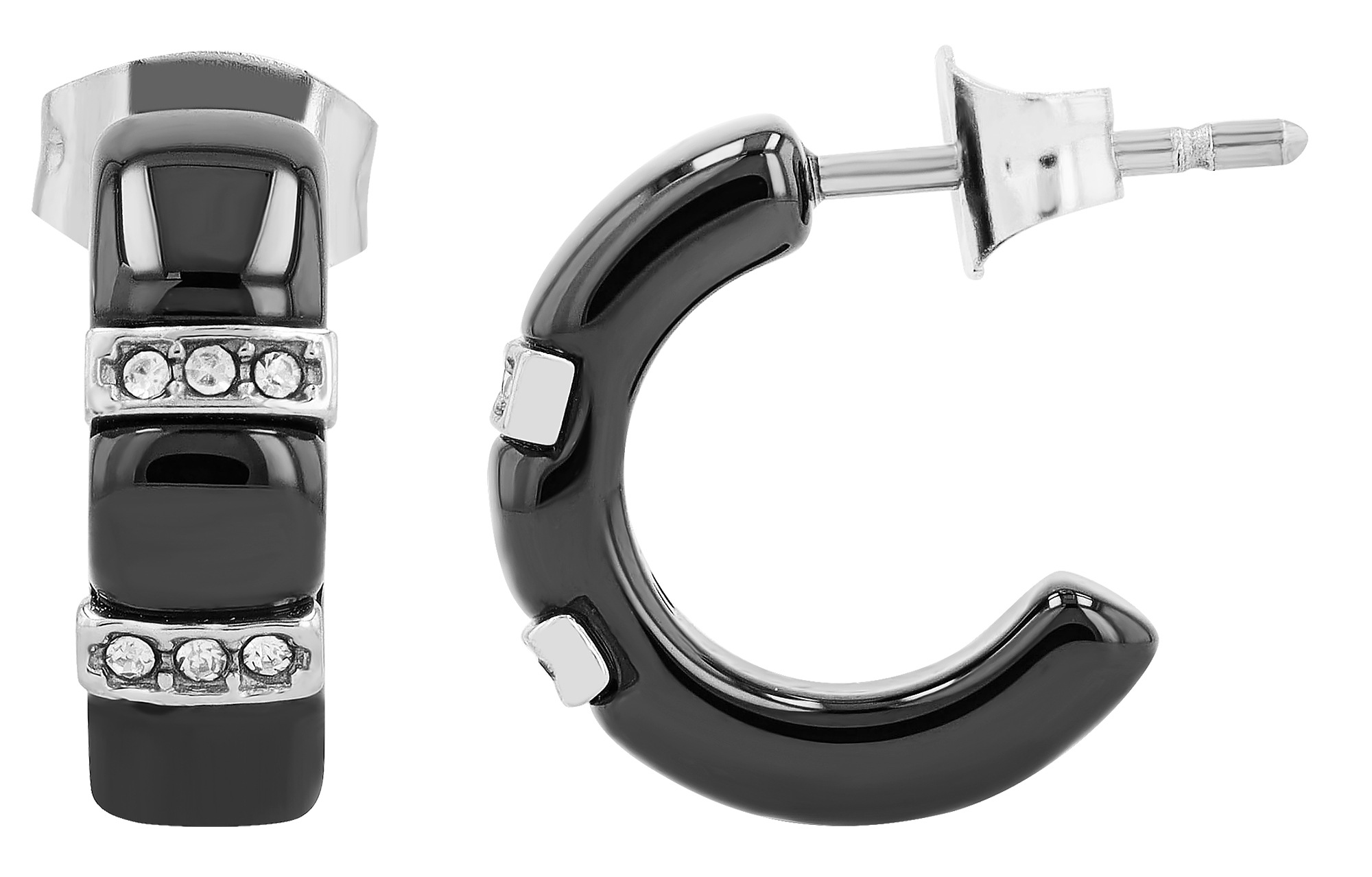 Adelia´s Paar Creolen »Edelstahl Ohrringe Creolen mit funkelnden Zirkonia« schwarz