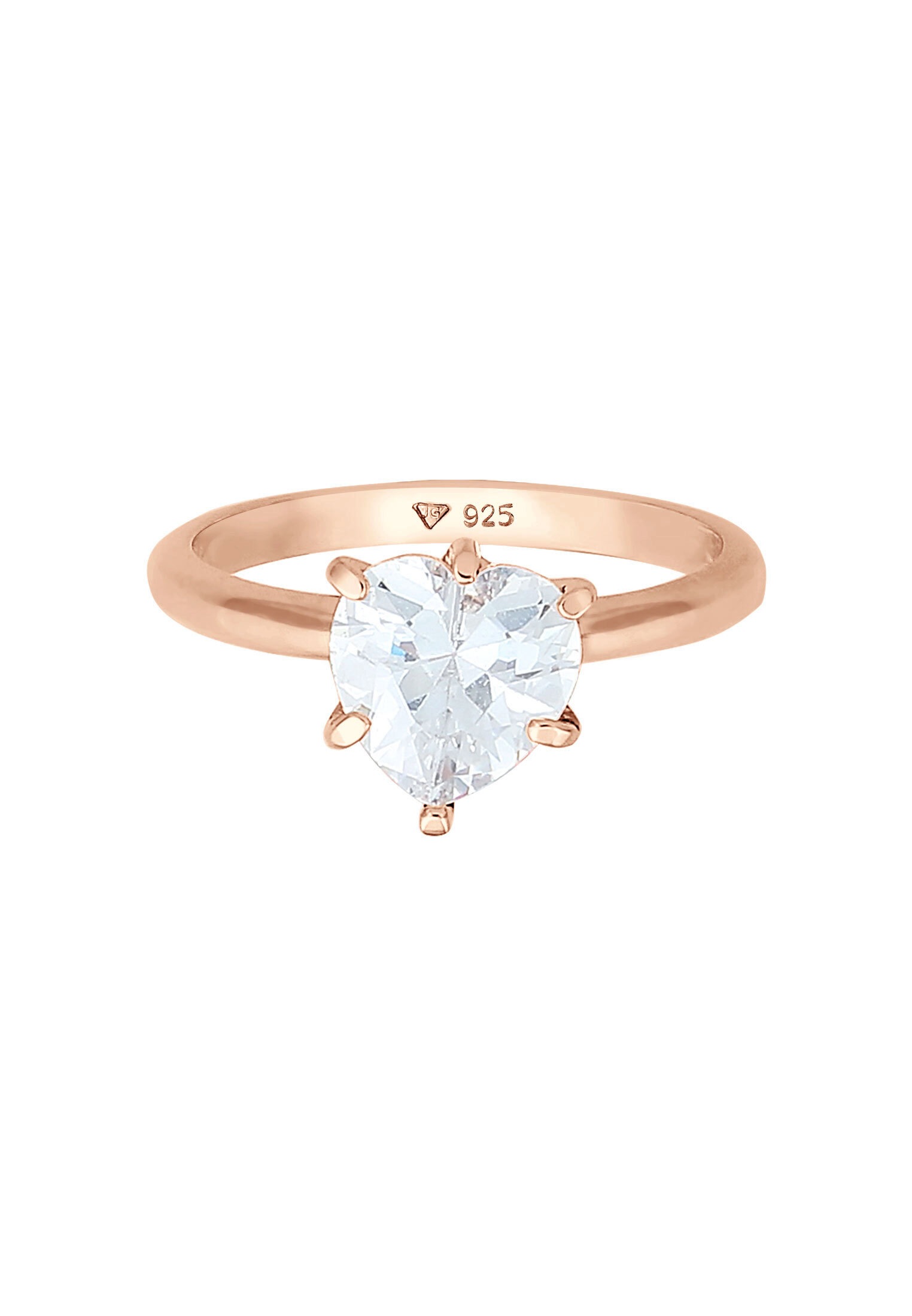 Elli Silberring »Ring Herz Zirkonia Verlobungsring Solitär 925 Silber«