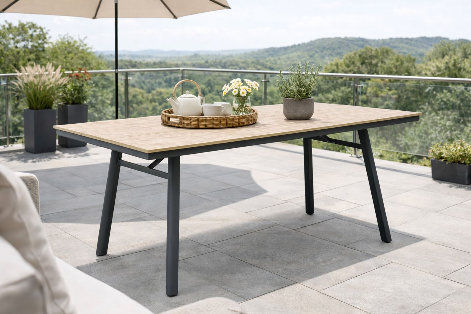 Destiny Garten-Essgruppe »LIMONE SAN MARINO  4 Se + Tisch 180x90cm, holzf./ grau« Set, 5 tlg. Aluminium, Rope, Polywood