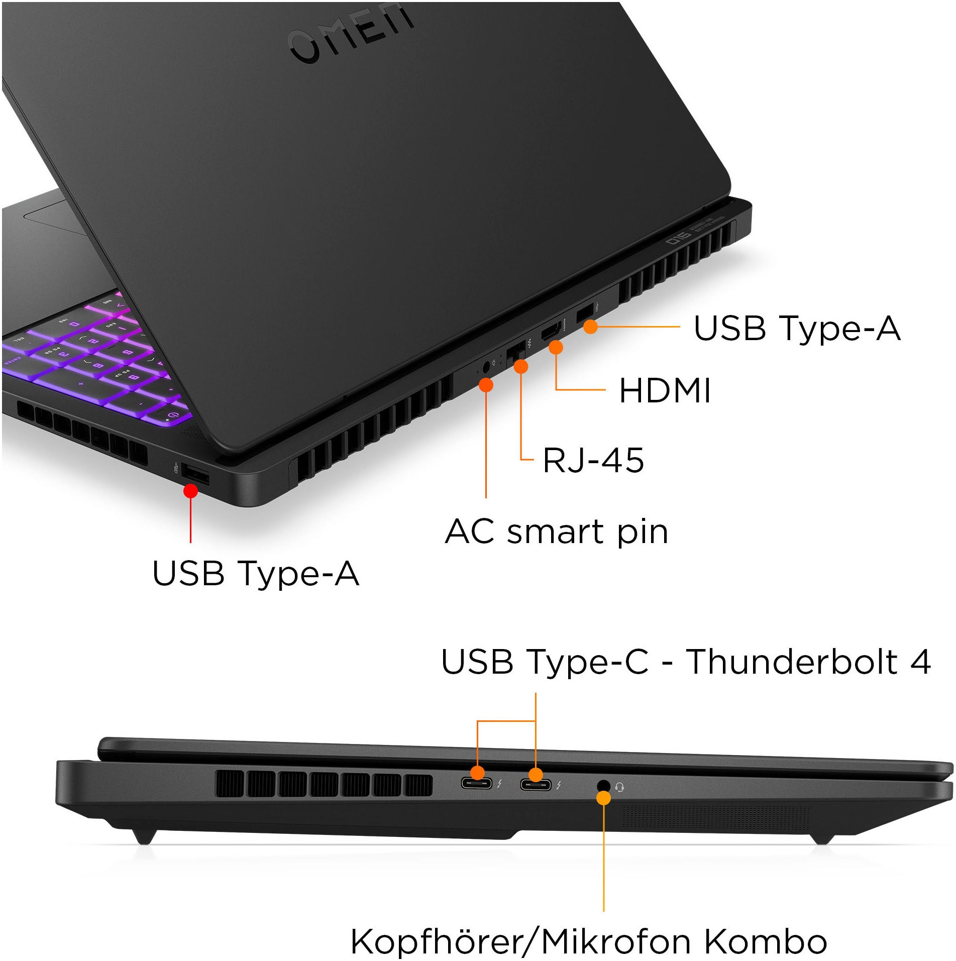 HP Gaming-Notebook »OMEN MAX 16-ah0276ng«, 40,64 cm, / 16 Zoll, Intel, Ultra 7, GeForce® RTX 5070 Ti, 1000 GB SSD