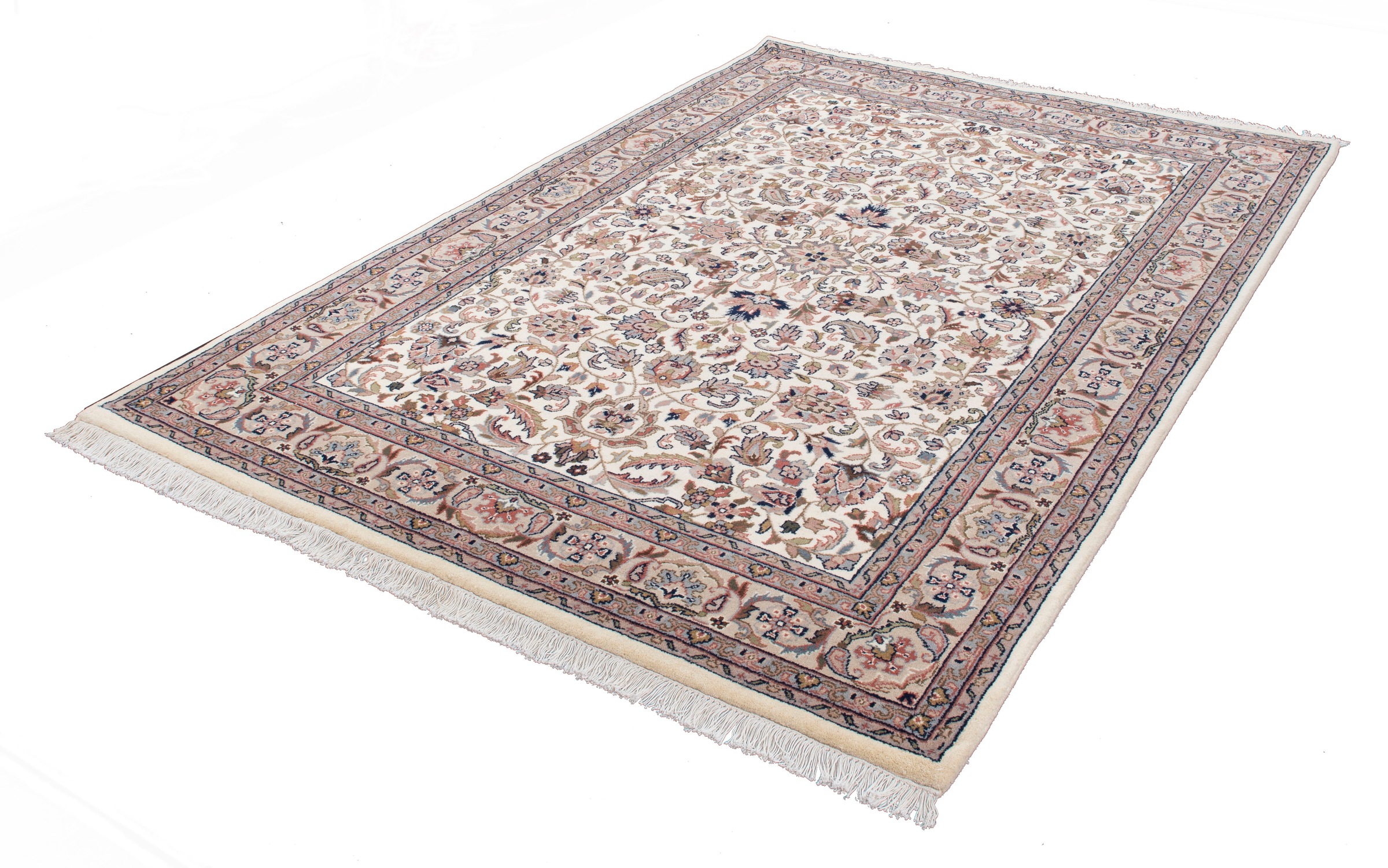 THEKO Orientteppich »Benares Isfahan«, rechteckig, 12 mm Höhe, reine Wolle, handgeknüpft, mit Fransen, Wohnzimmer