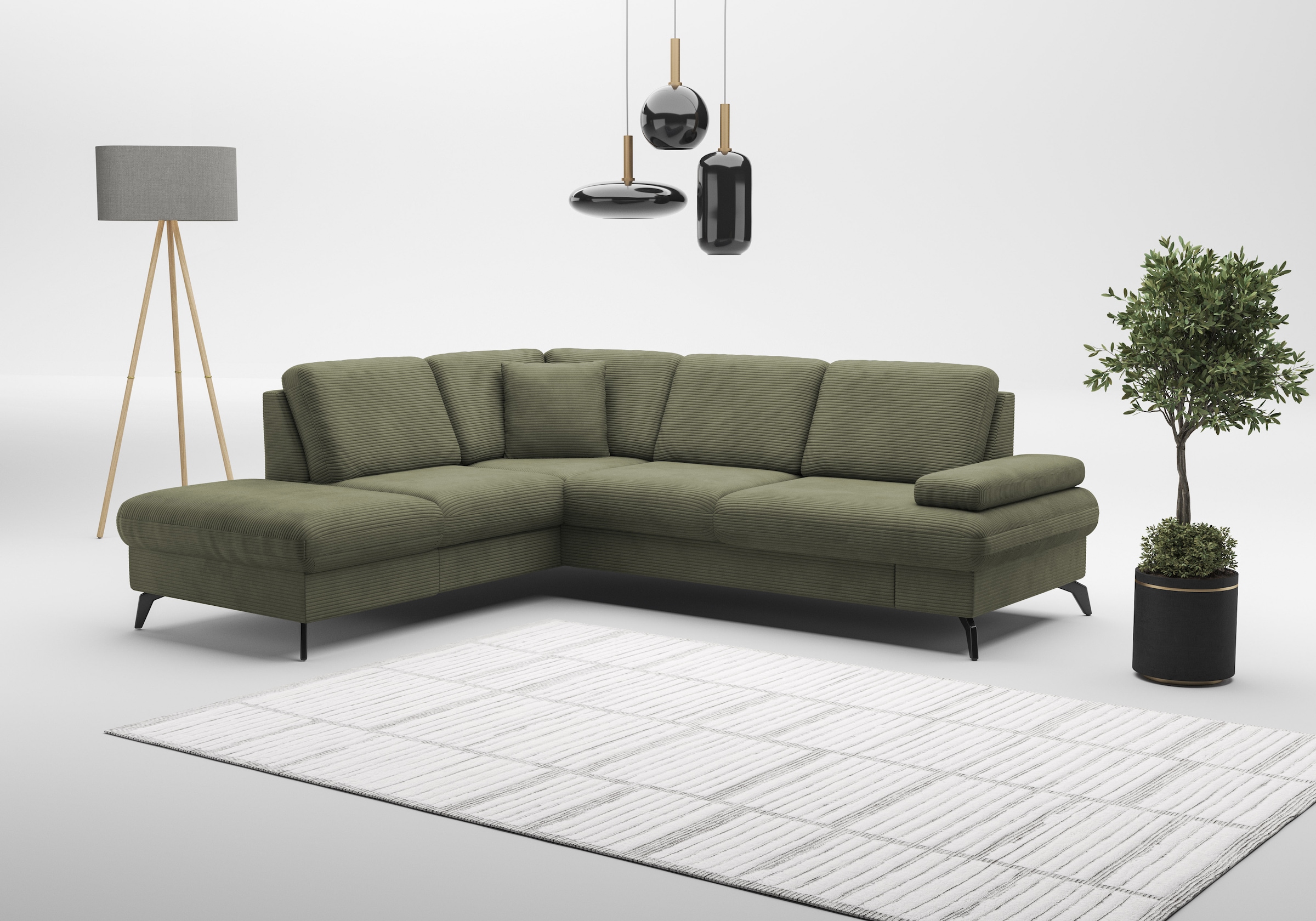 sit&more Ecksofa »Morris Jubi L-Form«, inkl. Armteilfunktion und 1 Zierkissen, wahlweise mit Bettfunktion