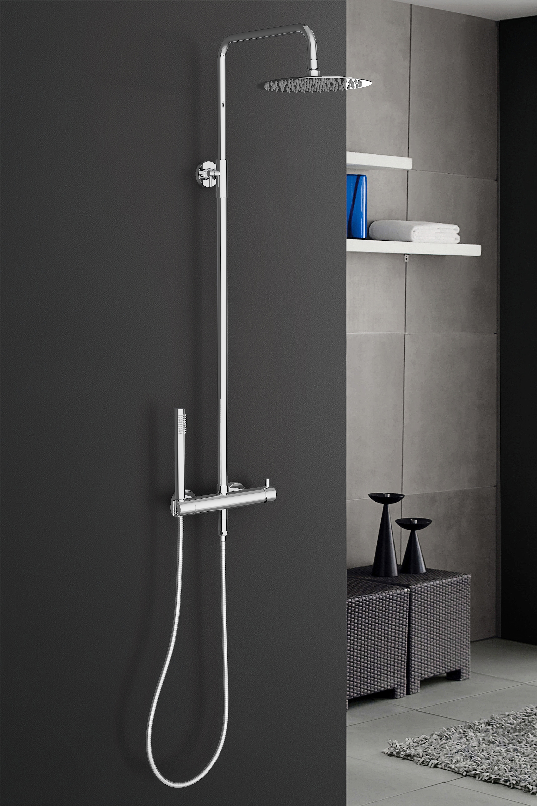 Marwell Stangenbrause-Set »Classico«, Edelstahl Regendusche, 88-118x20cm, mit höhenverstellbarer Duschstange