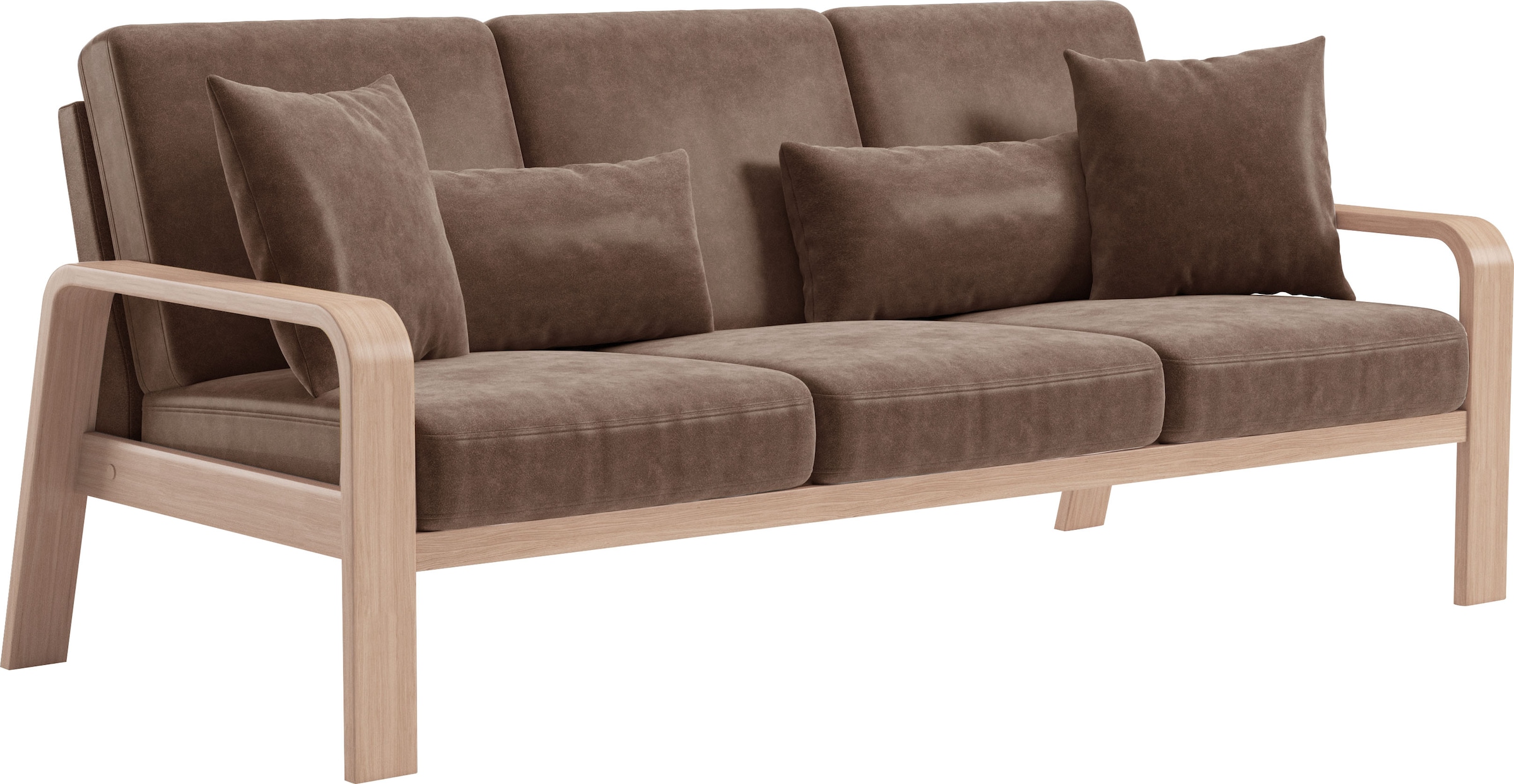 sit&more 3-Sitzer »Kolding«, Armlehnen aus Buchenholz in natur, verschiedene Bezüge und Farben