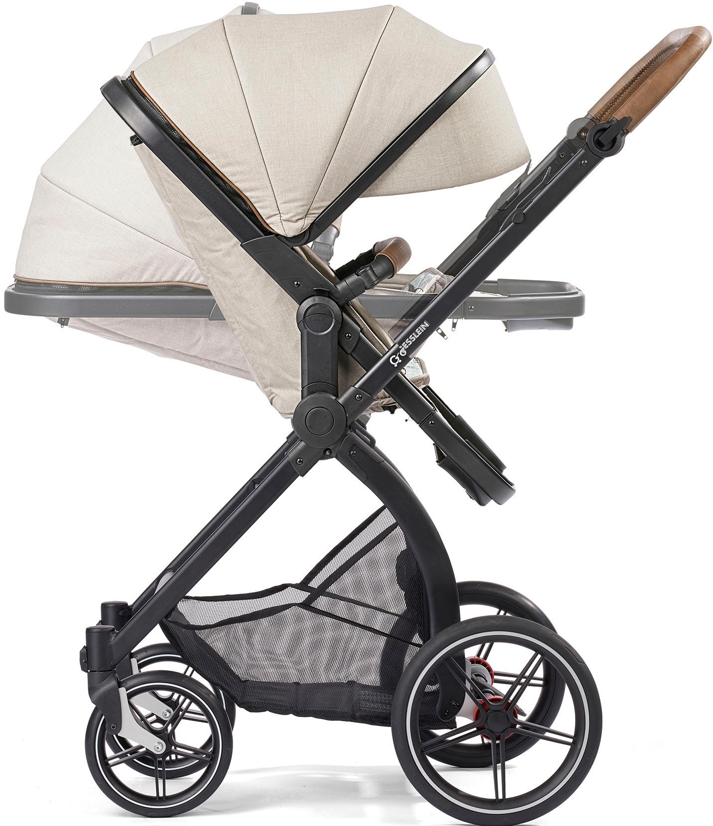 Gesslein Kombi-Kinderwagen »FX4 Soft+ mit Aufsatz Life, schwarz/cognac, sand«, mit Babywanne C3 und Babyschalenadapter