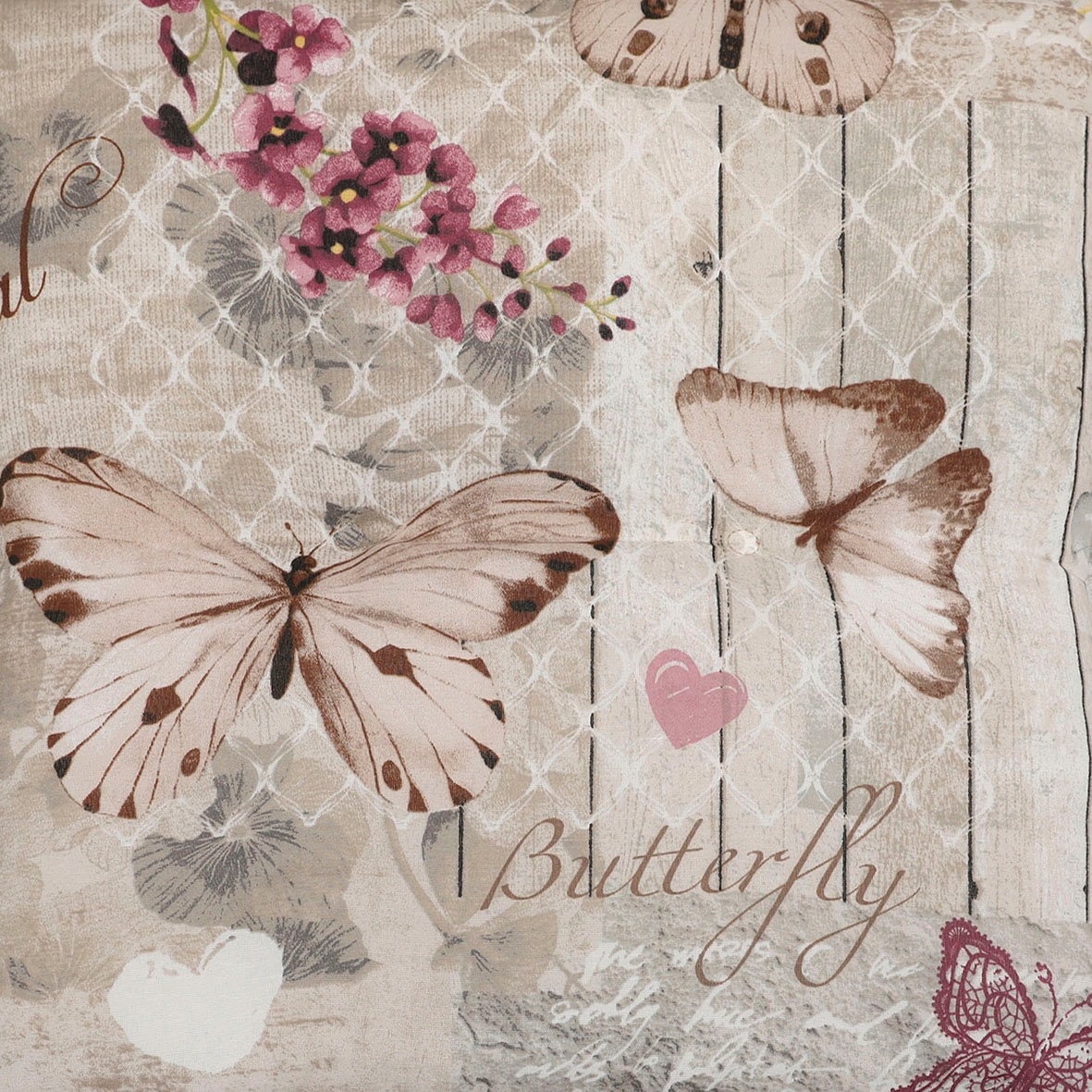 GO-DE Hochlehnerauflage Schmetterling beige - Maße BxLxH ca.: 50 cm x 120 cm x 6 cm