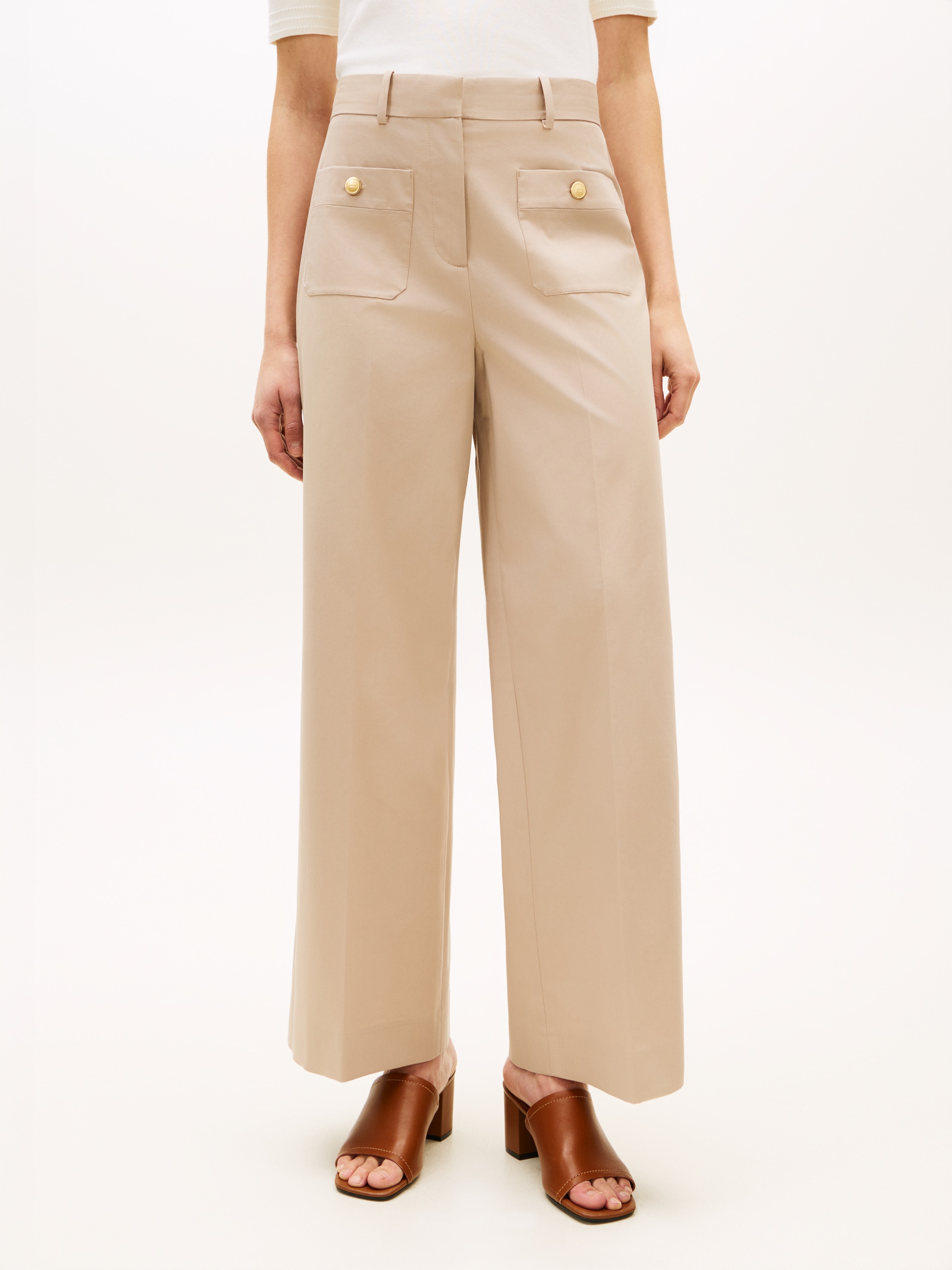 Tommy Hilfiger Chinohose »PREPPY COTTON WIDE LEG CHINO«  mit Bügelfalten, Mid Rise