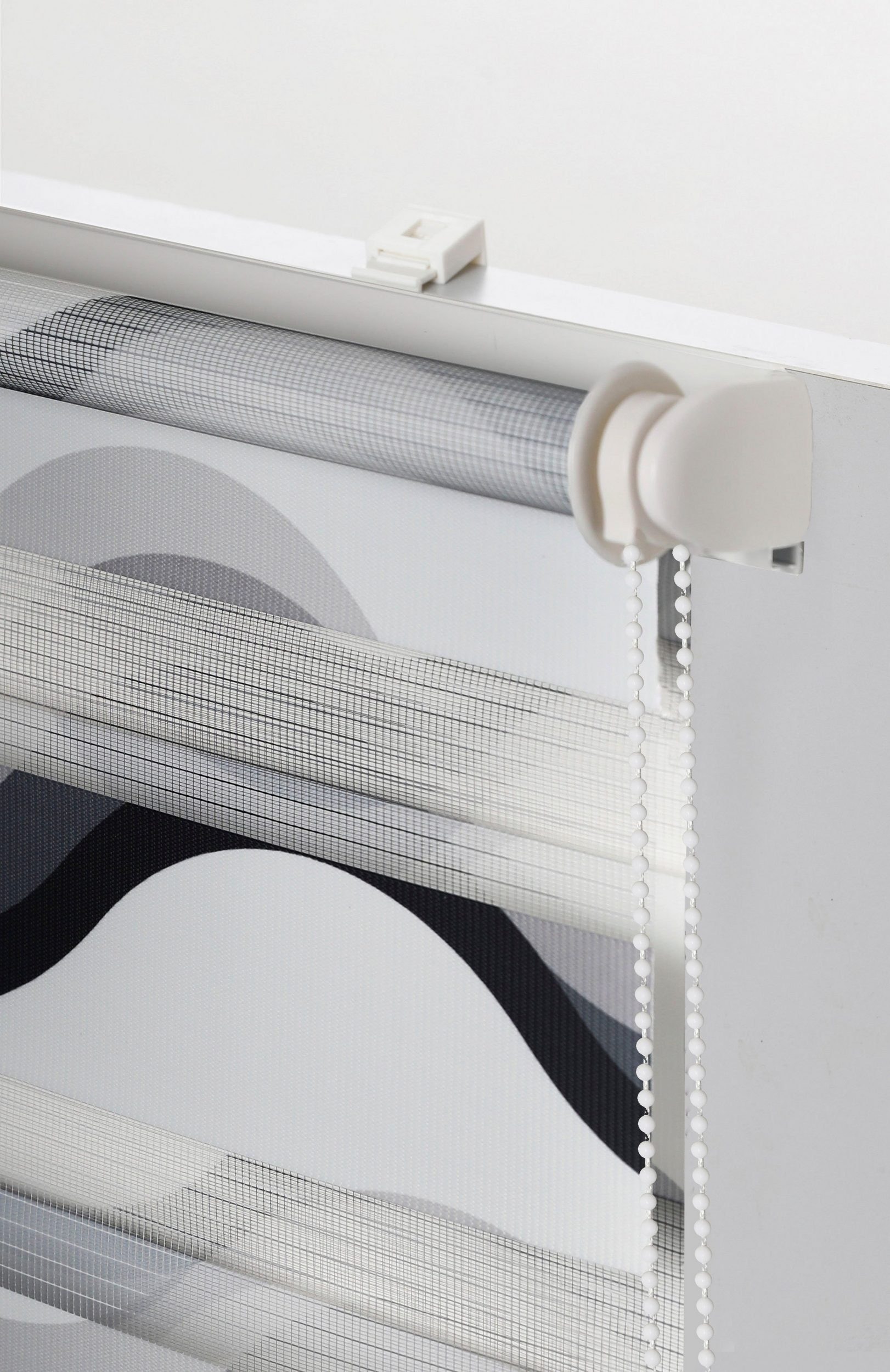 K-HOME Doppelrollo »Doppelrollo Wellen Design« Lichtschutz Sichtschutz ohne Bohren freihängend Bedruckt mit Muster