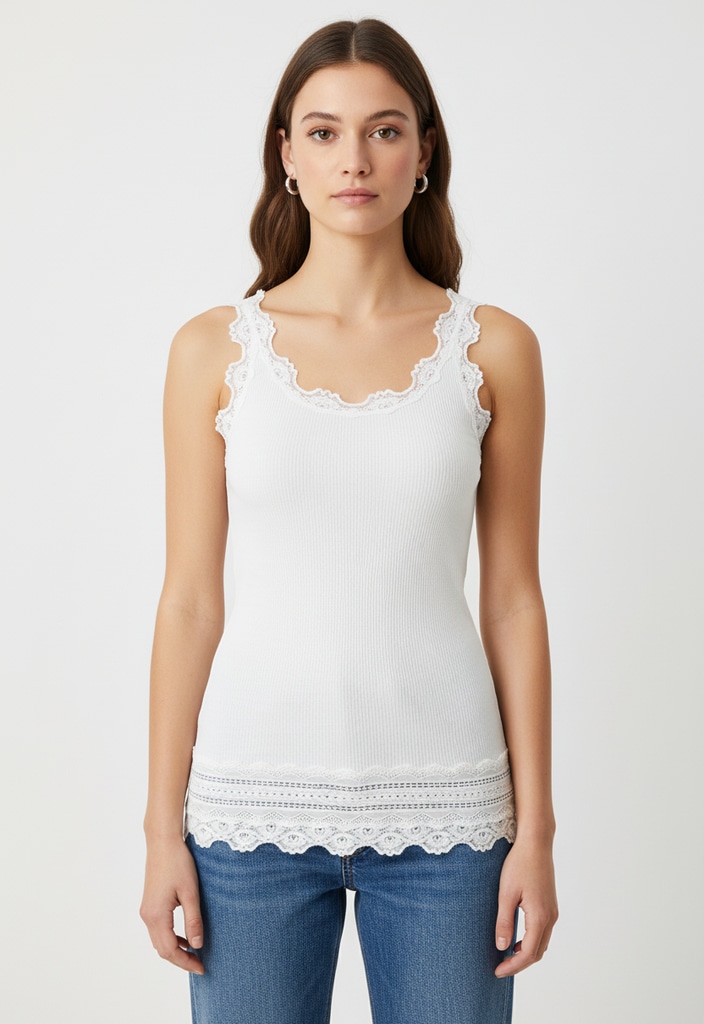 rosemunde Spitzentop »Benita Silk Top Camisole« Vintage-Spitze am Ausschnitt, feminin, Rundhalsausschnitt, Seidenmix