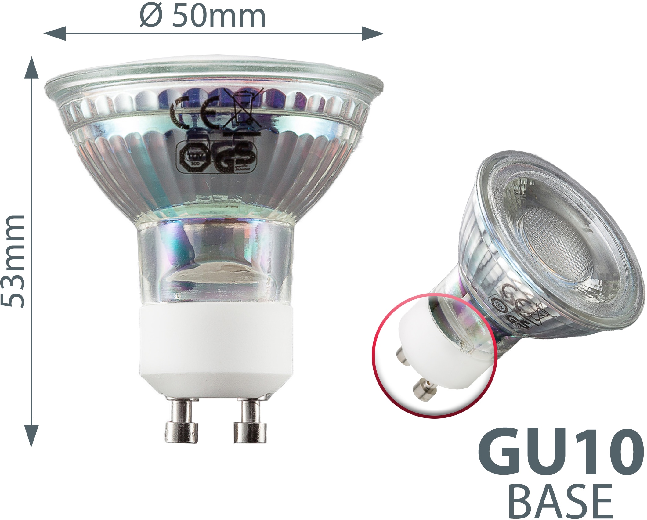 B.K.Licht LED-Leuchtmittel, GU10, 10 St., Warmweiß, LED Lampe Glüh-Birne Reflektor-Form 5W 400 Lumen 3000K warmweiss