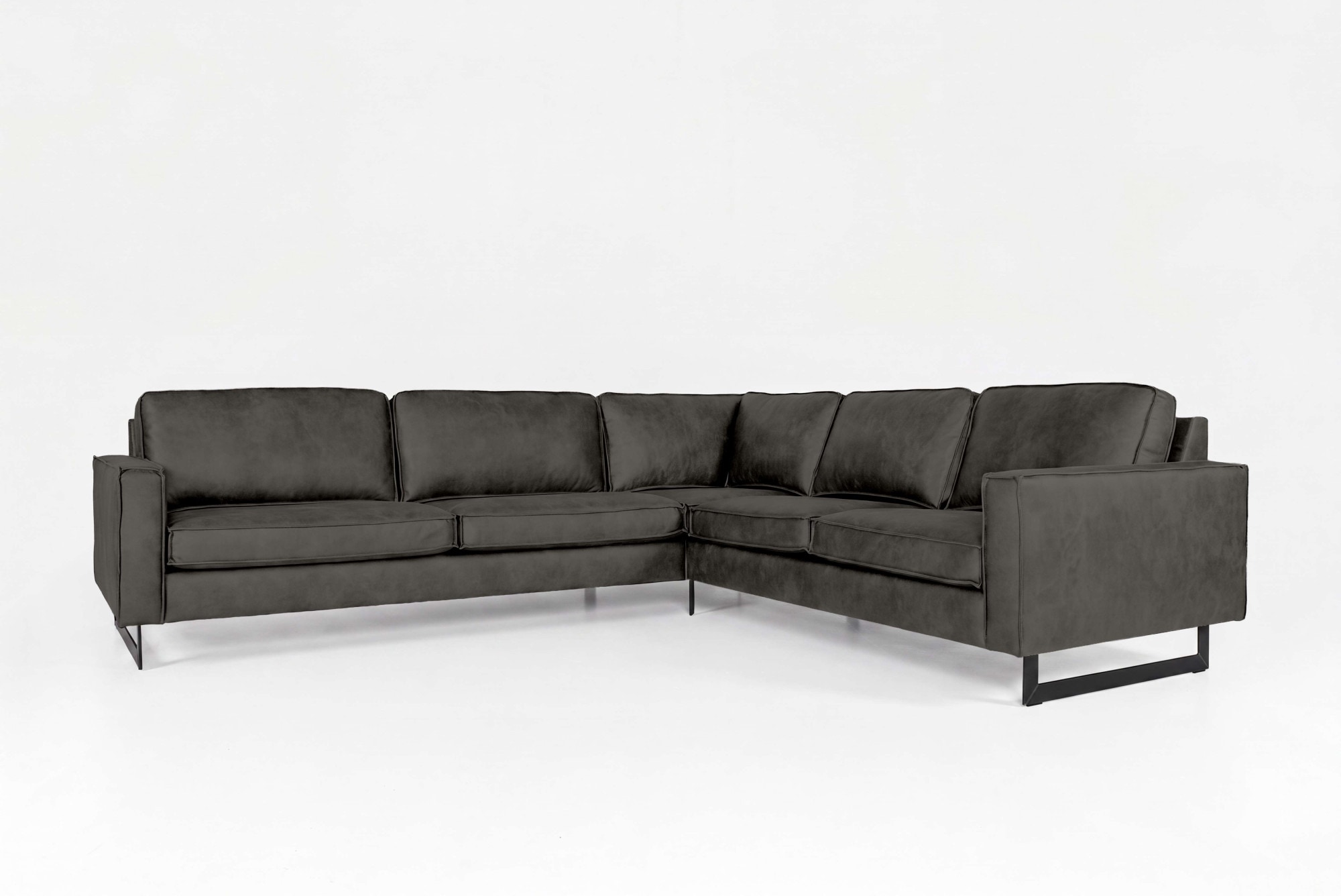 OTTO home Ecksofa »Pinto, XXL, 250/290 cm, langer Schenkel, Ottomane« Cord, Chenille, Lederoptik, mit Keder, Metallfüße, Wellenunterfederung