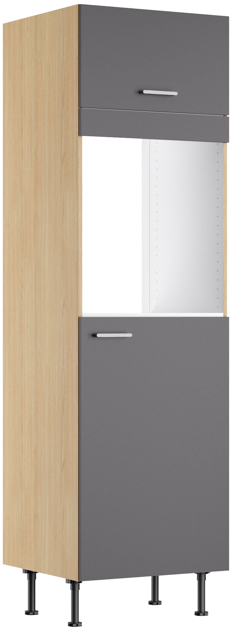 KOCHSTATION Backofenumbauschrank »KS-Lucy« Breite 60 cm, mit 1 Tür, 1 Klappe, Soft-Close, höhenverstellbare Füße