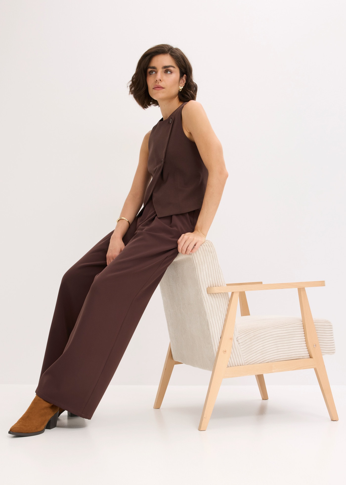 bonprix Bundfaltenhose  Loose Fit, mit Bundfalten, festlicher Stil