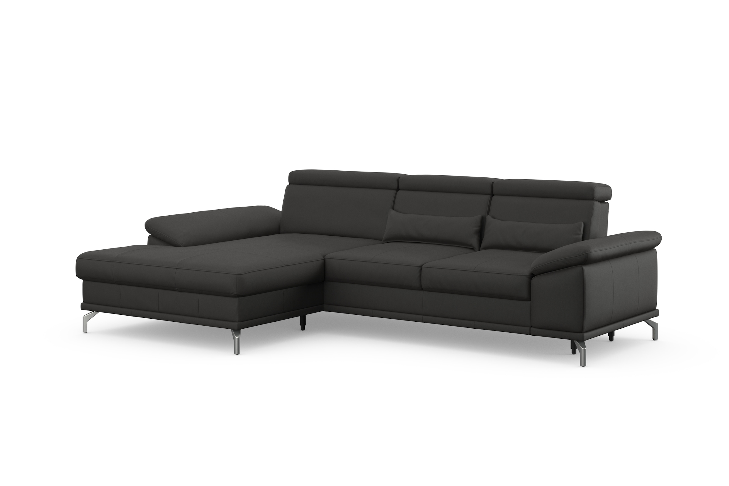 sit&more Ecksofa »Cabrio L-Form, mit Sitztiefenverstellung, Arm- und Kopfteilverstellung«, 2 Nierenkissen, Federkern, optional Bettfunktion und Stauraum