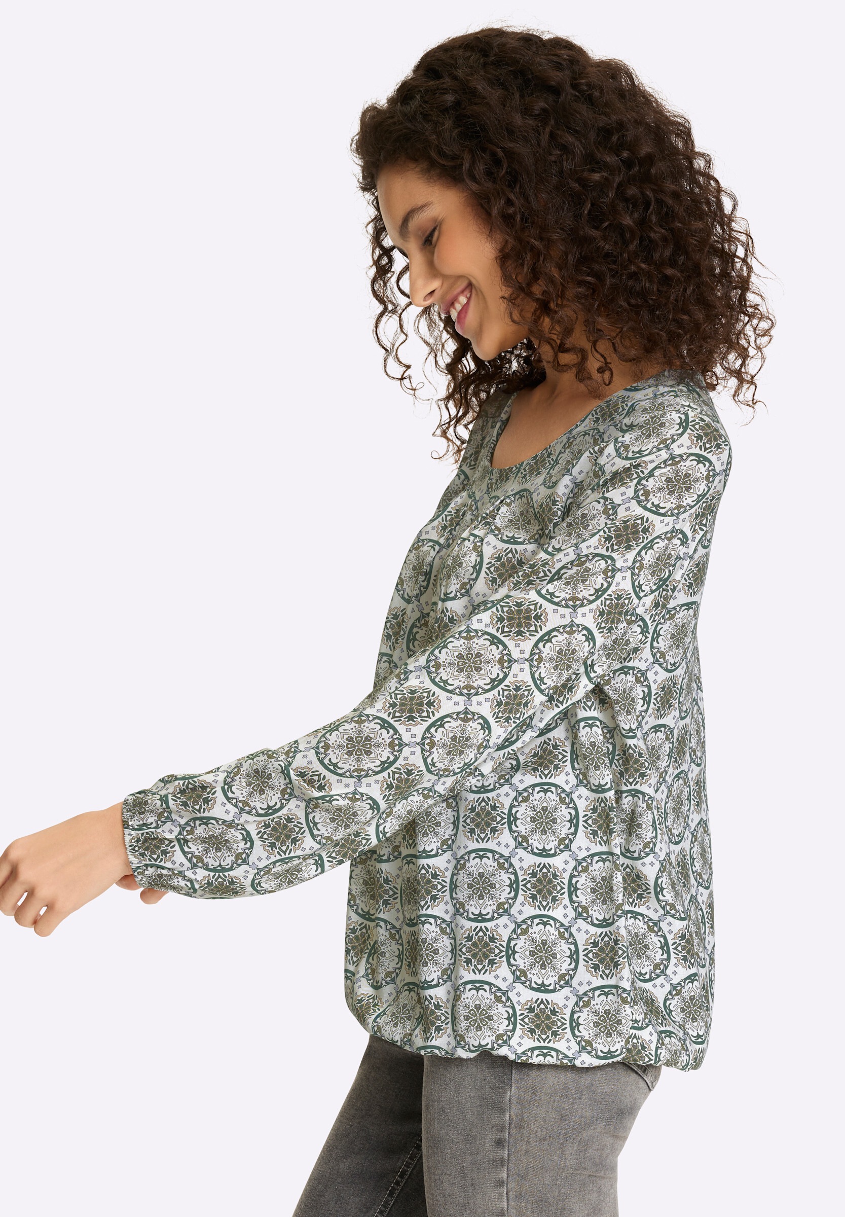 heine Schlupfbluse »Druck-Bluse Druckbluse mit Faltenpartie«