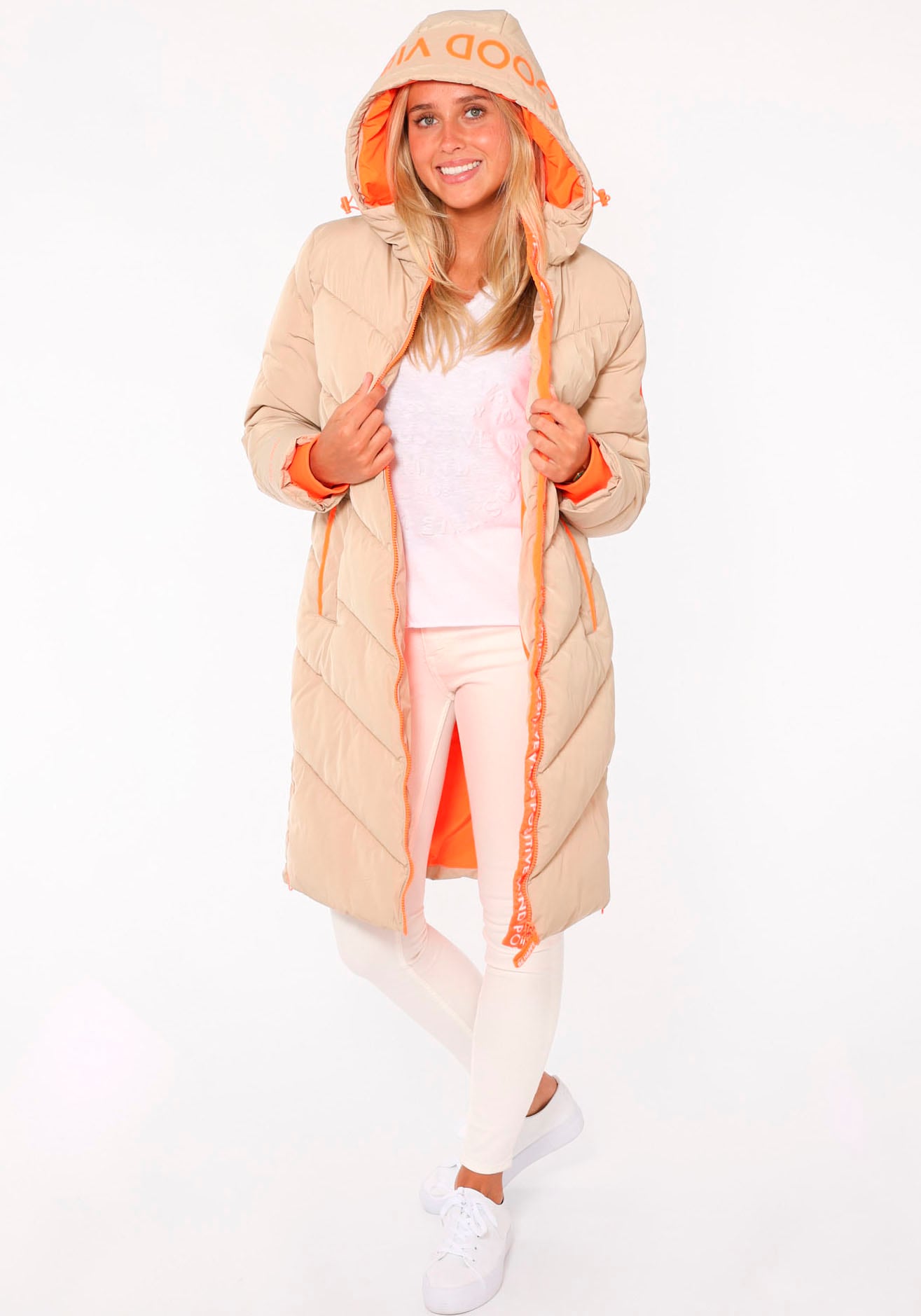 Zwillingsherz Steppjacke »"Positive Mind"«, mit Kapuze, mit seitlichen Reißverschlüssen