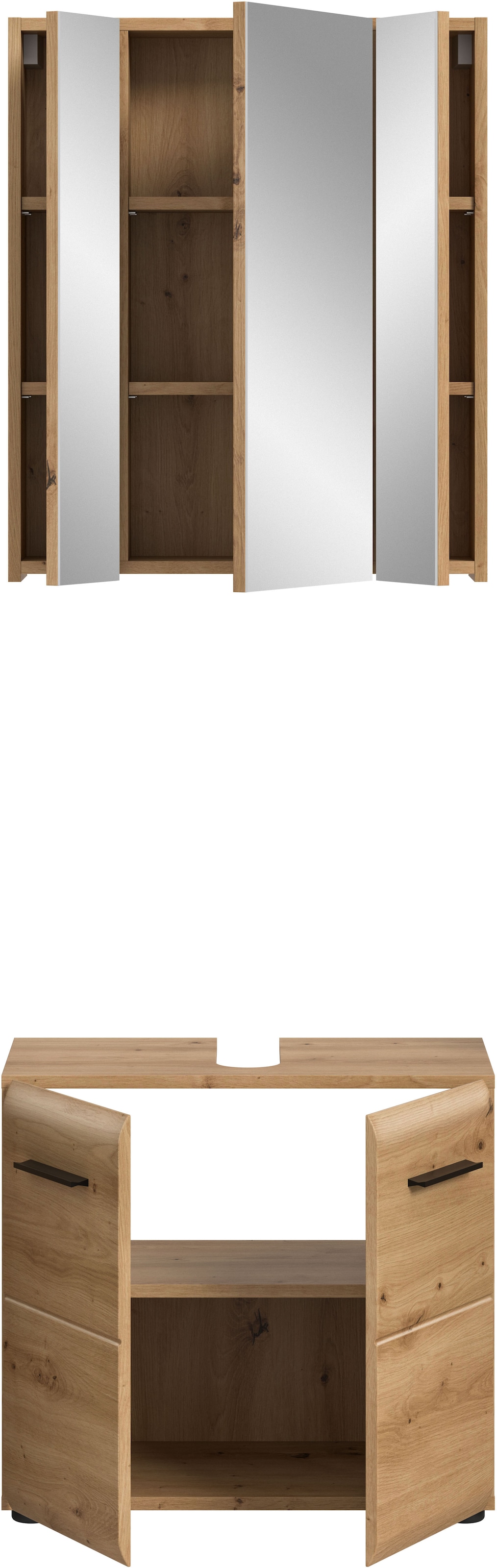 INOSIGN Badmöbel-Set »FLORENZ, TOPSELLER!, 2-teilige Badkombination, hochwertige MDF-Front« Set, bestehend aus: 1 Waschbeckenunterschrank, 1 Spiegelschrank, 2 Stk. tlg.