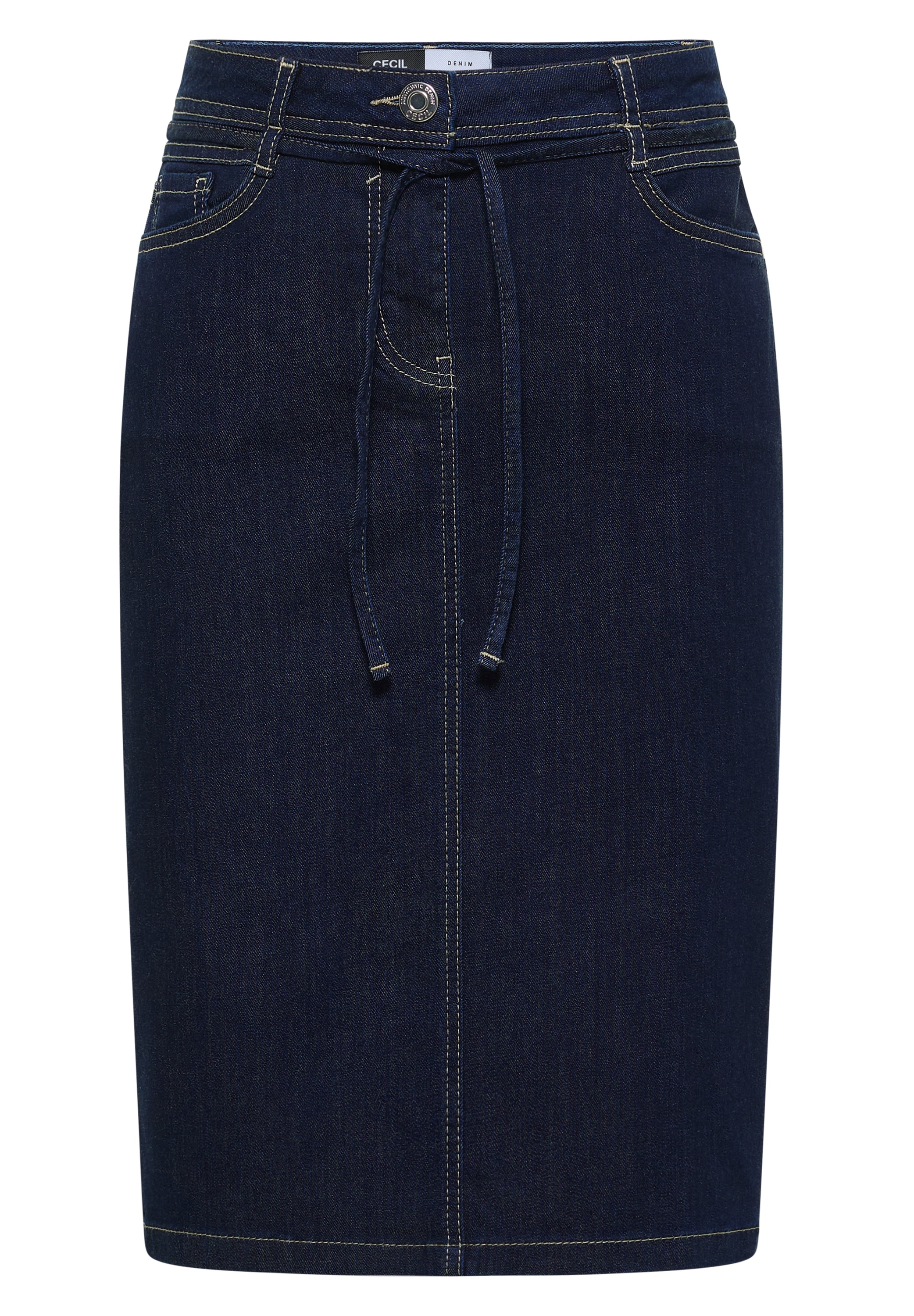 Cecil Jeansrock Knielanger Denimrock mit Gürteldetail