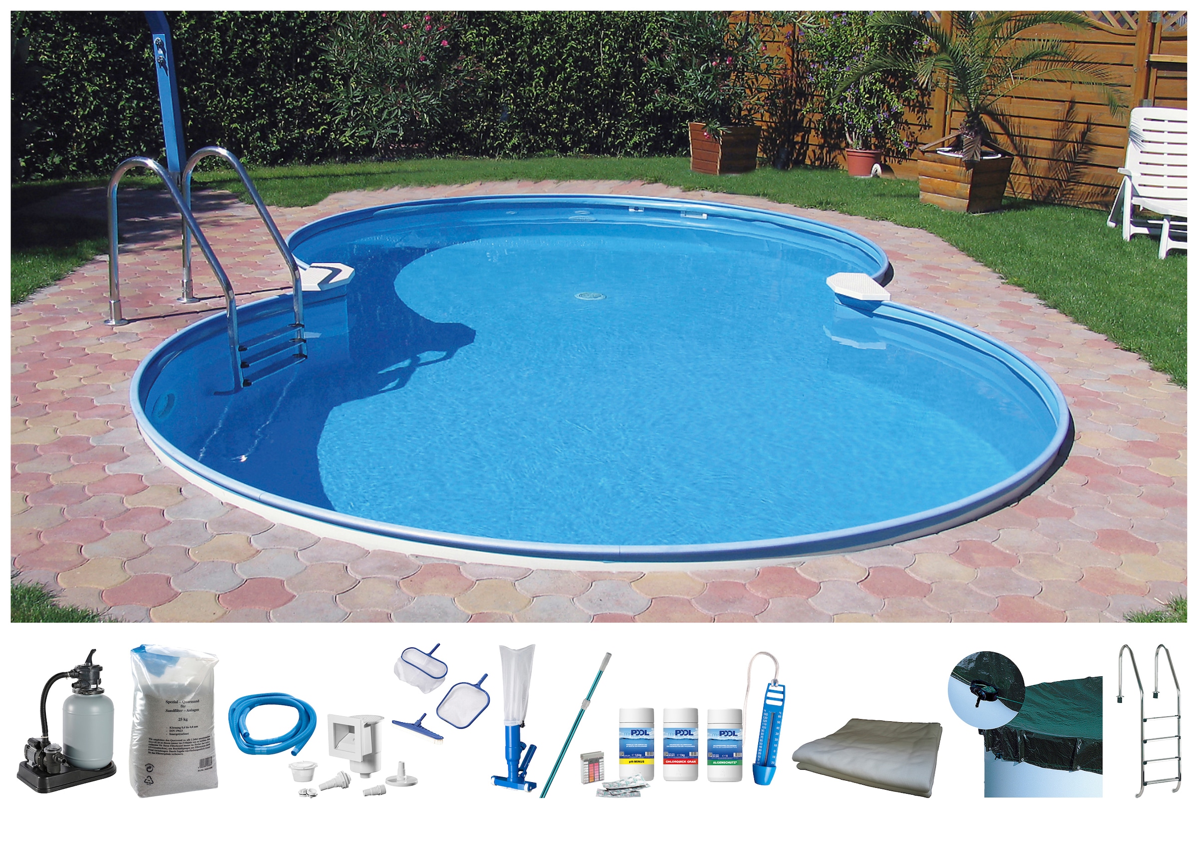 my POOL BWT Achtformpool, (Set), 10-tlg., BxLxH: 360x625x150 cm