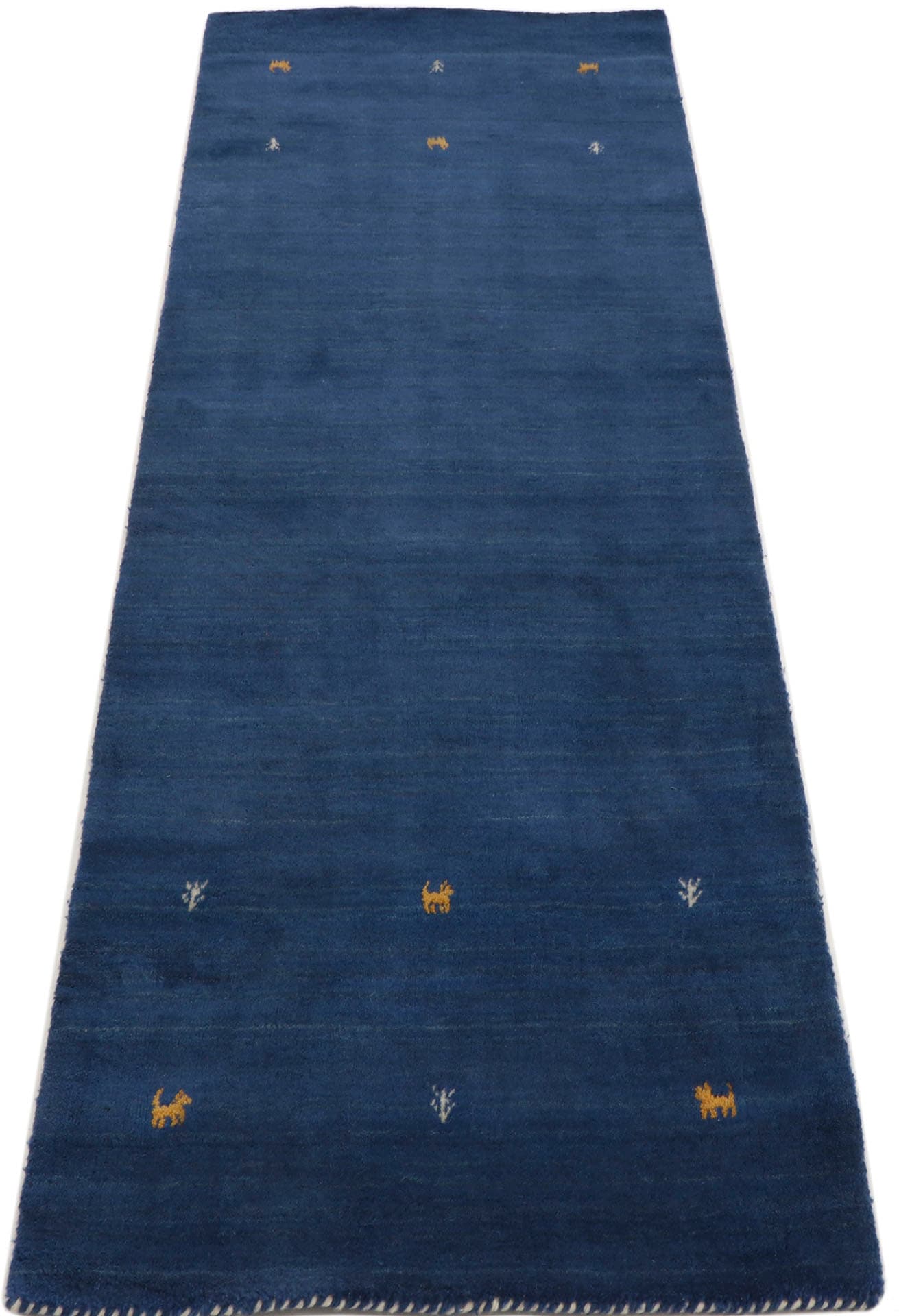 carpetfine Wollteppich »Gabbeh Uni, auch als Läufer erhältlich«, rechteckig, 15 mm Höhe, reine Wolle, handgewebt, Gabbeh Loom Tiermotiv, große Farbauswahl