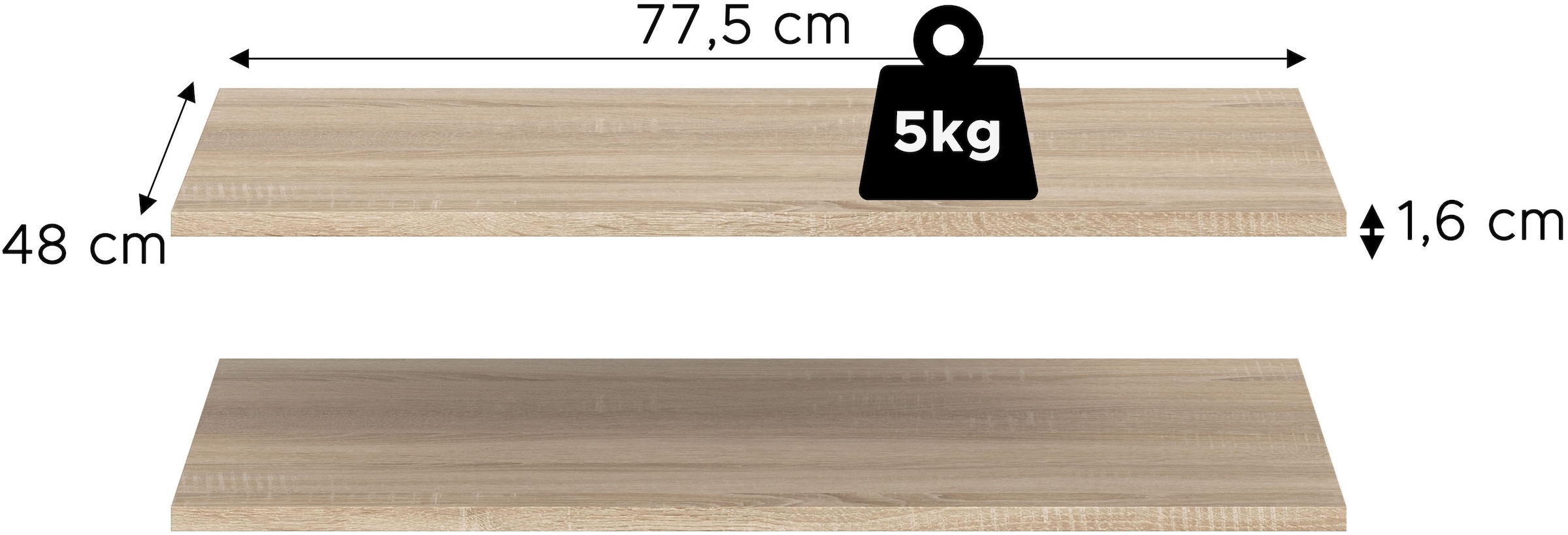 Home affaire Einlegeboden »Skarde, Einlegeböden 78 cm« 2 Stk. tlg. Skarde, Einlegeboden 2er Set, 78 cm