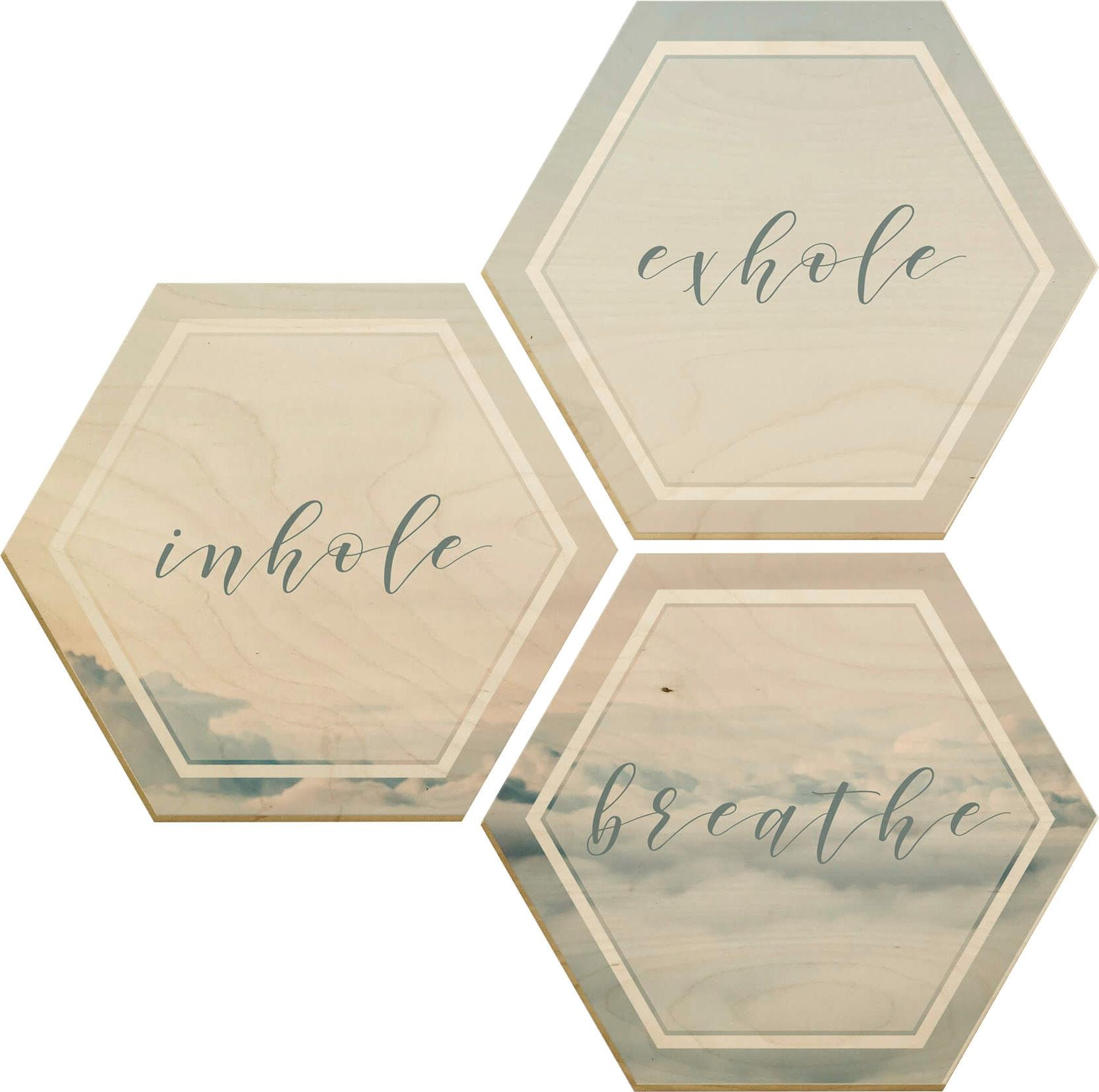 Wall-Art Holzbild »Inhale Exhale Breathe«, (Set) im OTTO Online Shop