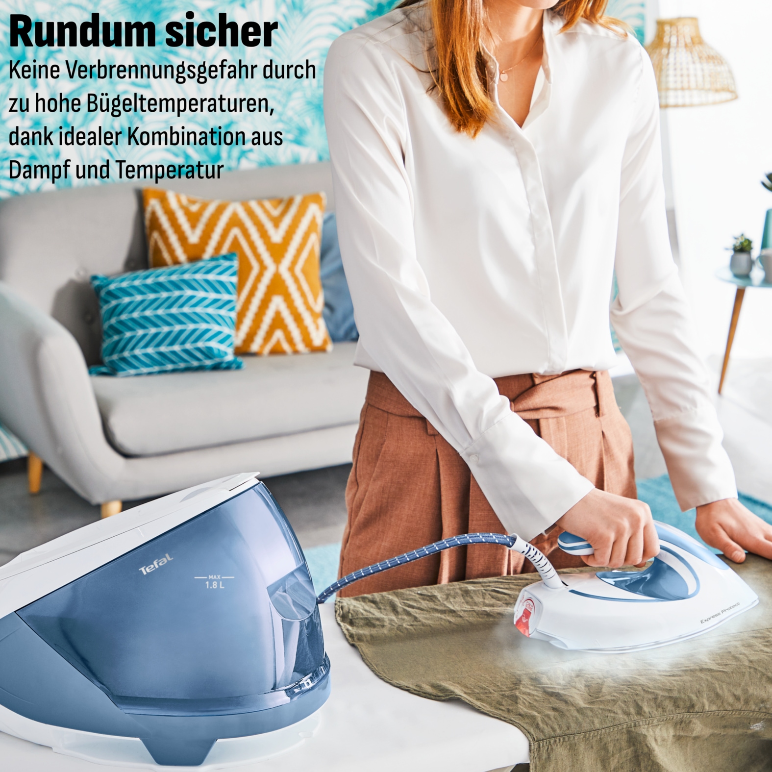 Tefal Dampfbügelstation »Express Protect« 7,5 Bar, Dampfstoß: 520 g/Min., Dauerdampfmenge: 130 g/Min., SV9202
