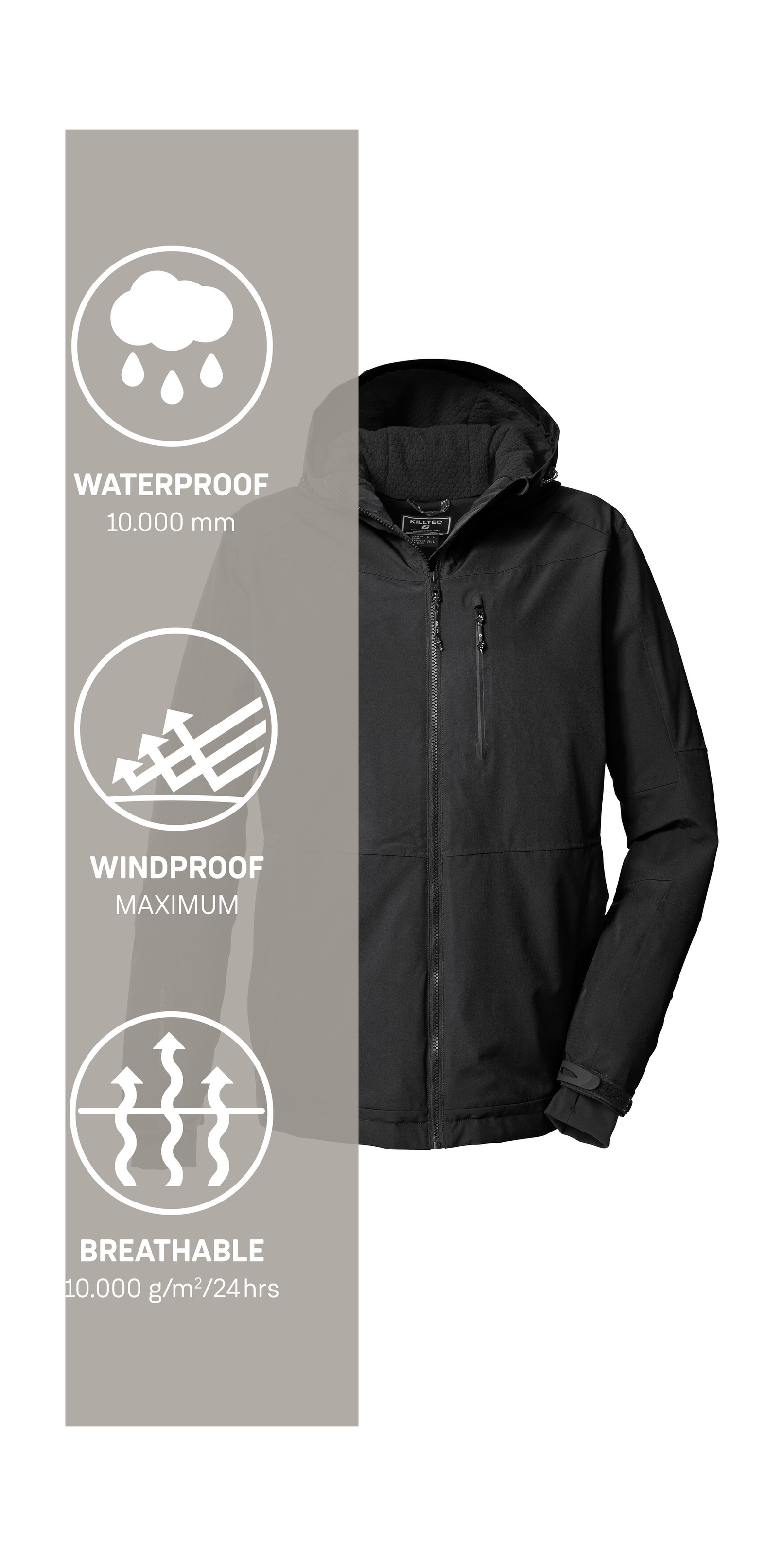 Killtec Funktionsjacke »KOW 81 MN JCKT« Wasser- und winddichte Herrenjacke mit verstellbarer Kapuze